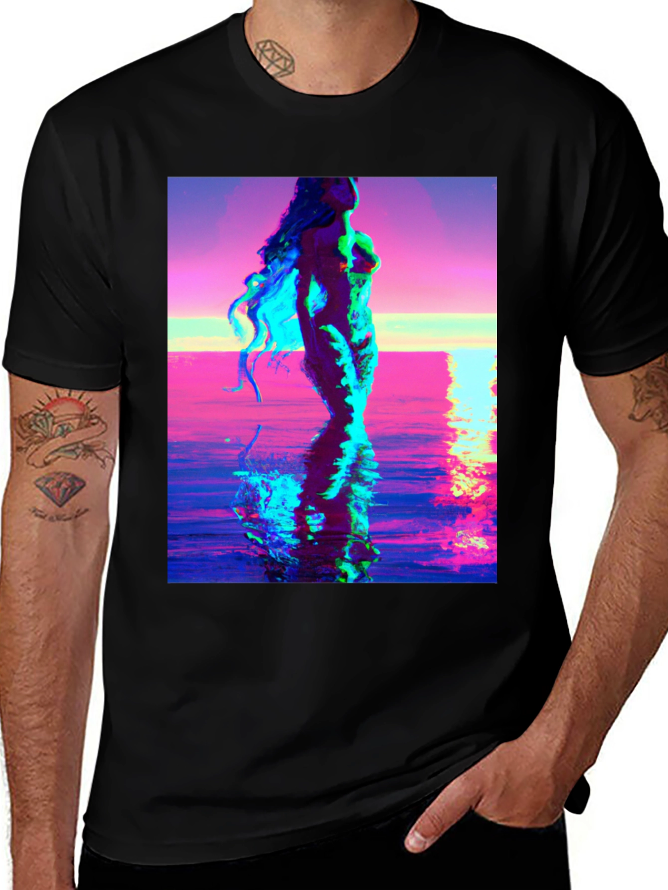 Variant 27 of Venus Rising Graphic Tee - Black Cotton T-Shirt