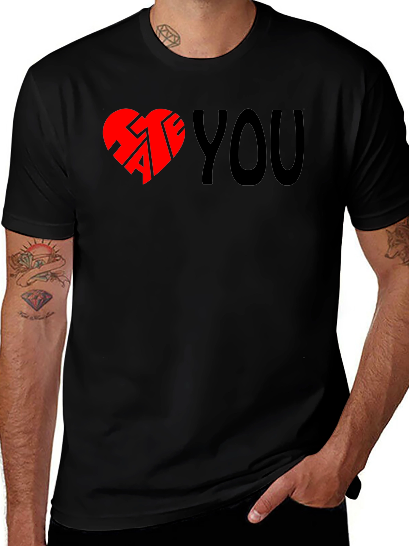 Hate You Heart Graphic Tee - Novelty Humor T-Shirt