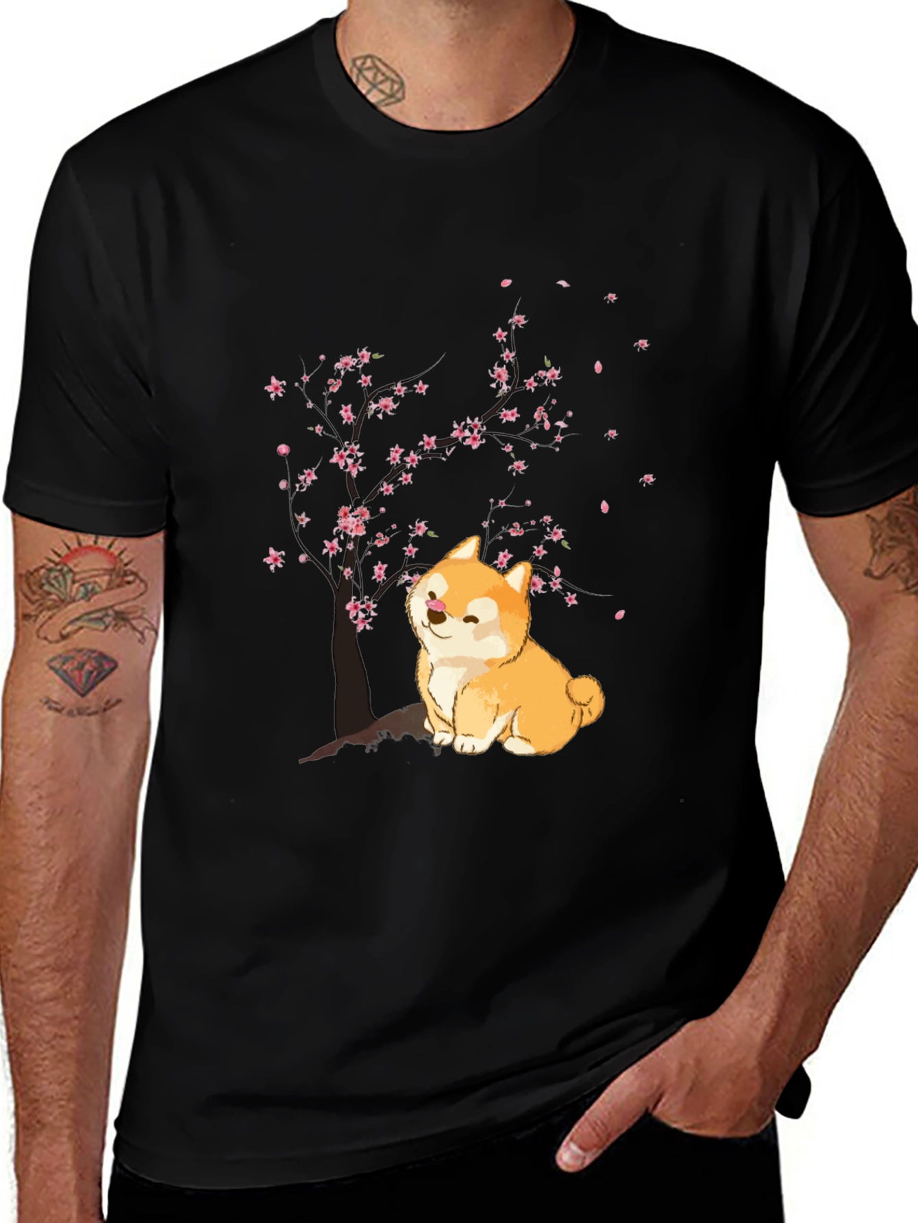 Variant 27 of Shiba Inu Cherry Blossom T-Shirt - Cute Dog Tee