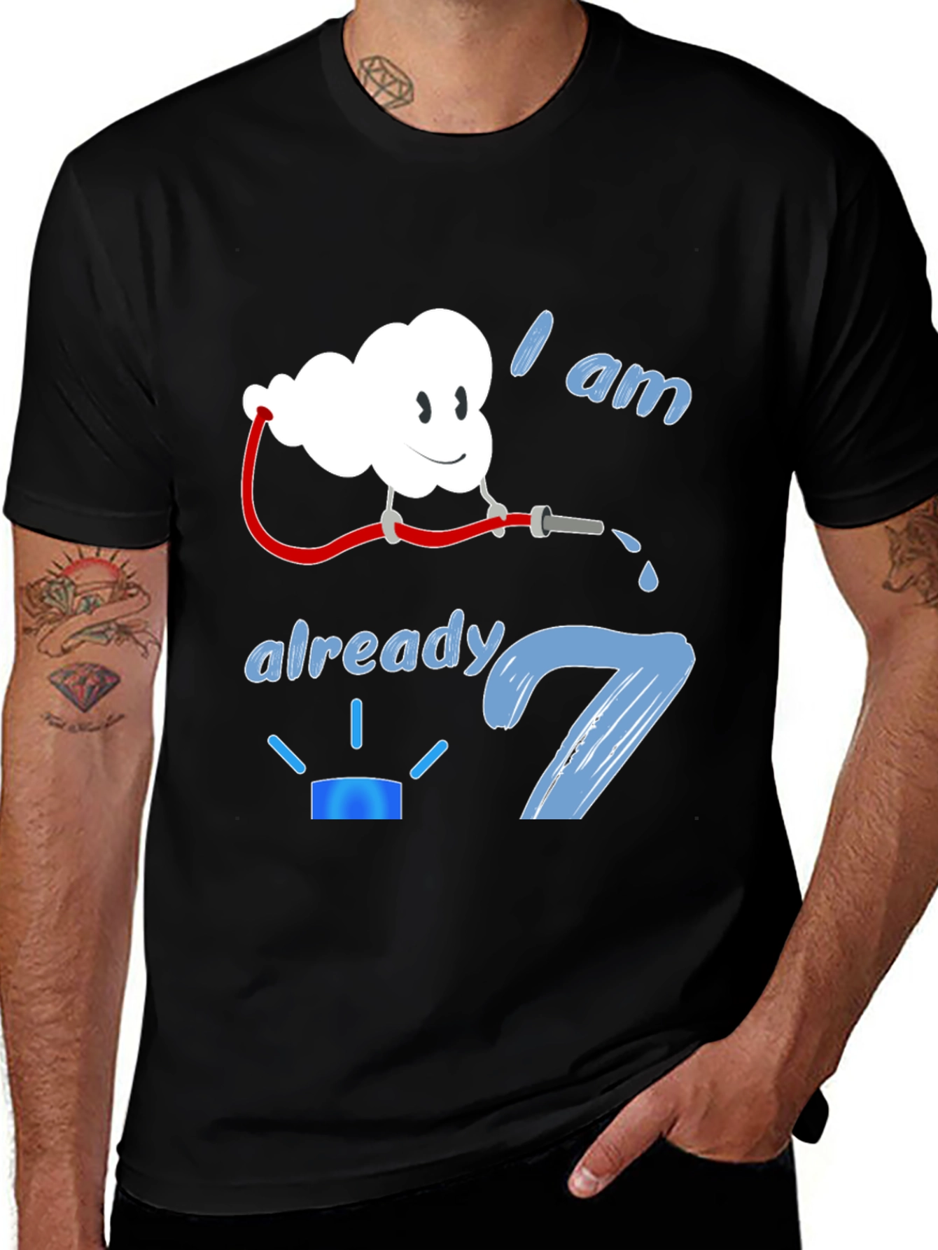 Variant 19 of I am Already 7 Birthday Firefighter Cloud Black T-Shirt