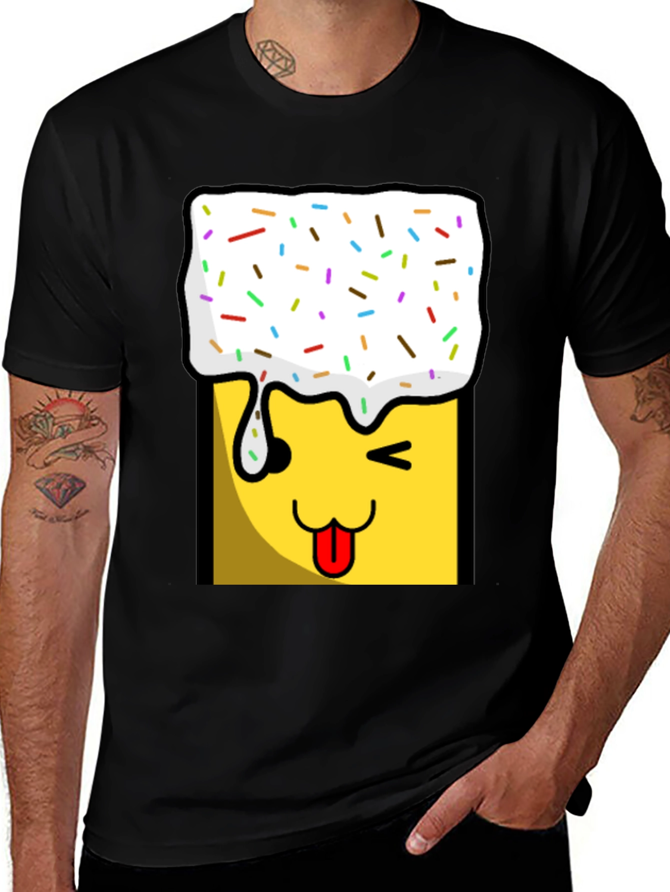 Variant 25 of Funny Cartoon Cake T-Shirt - Unisex Black Tee