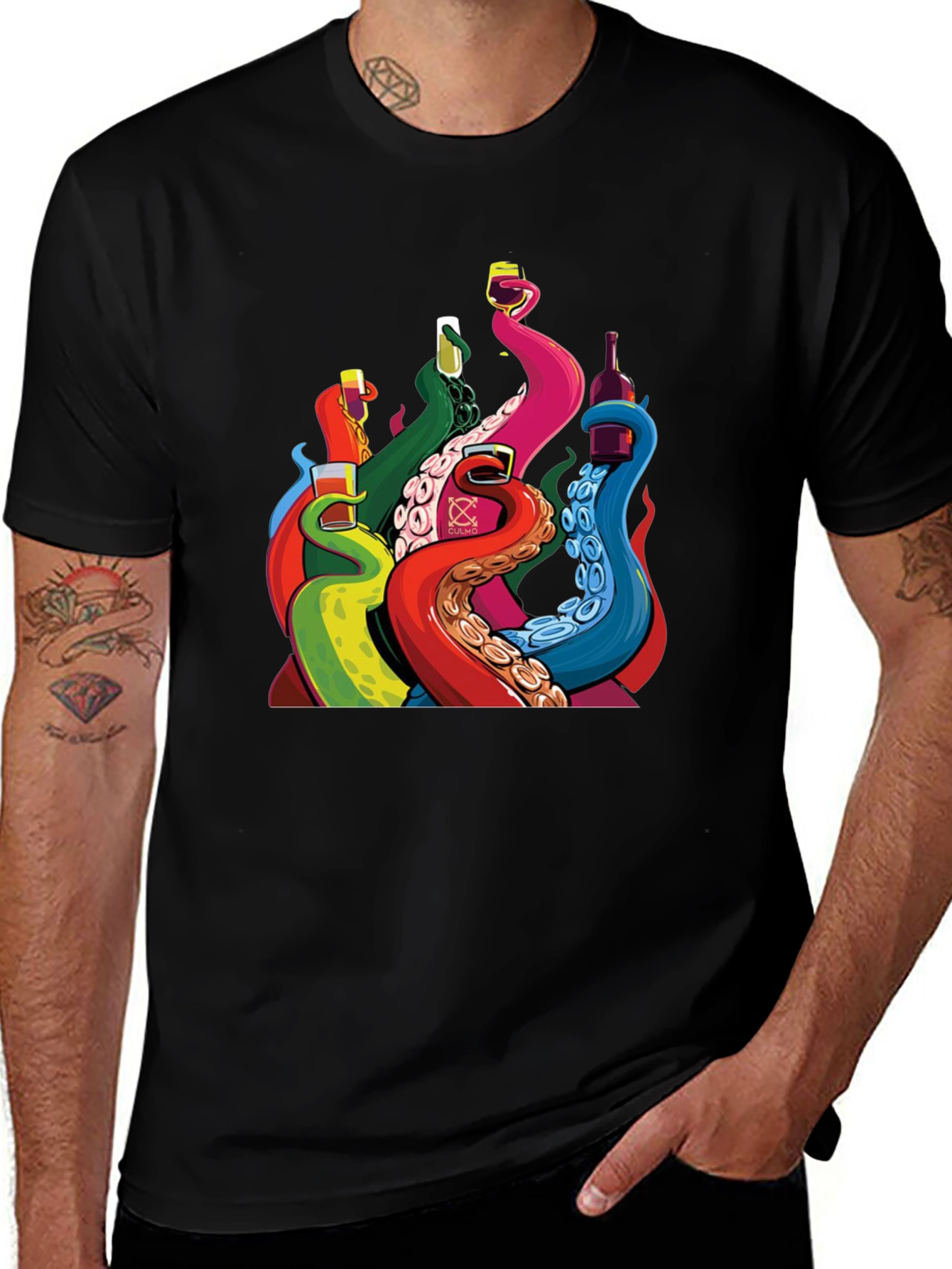 Variant 11 of Octopus Tentacle Drink Black T-Shirt