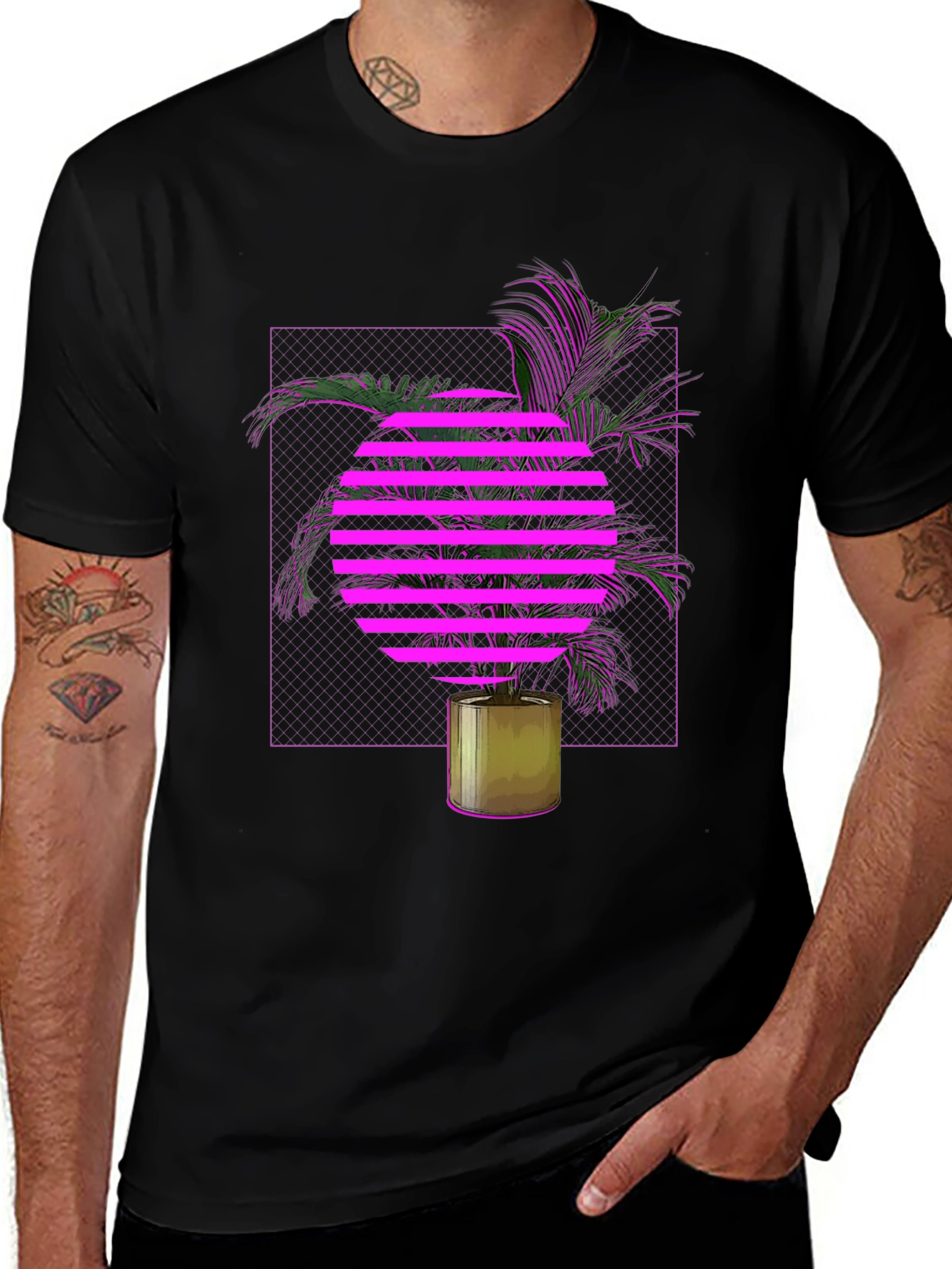 Variant 19 of Retro Wave T-Shirt with Palm Tree Design