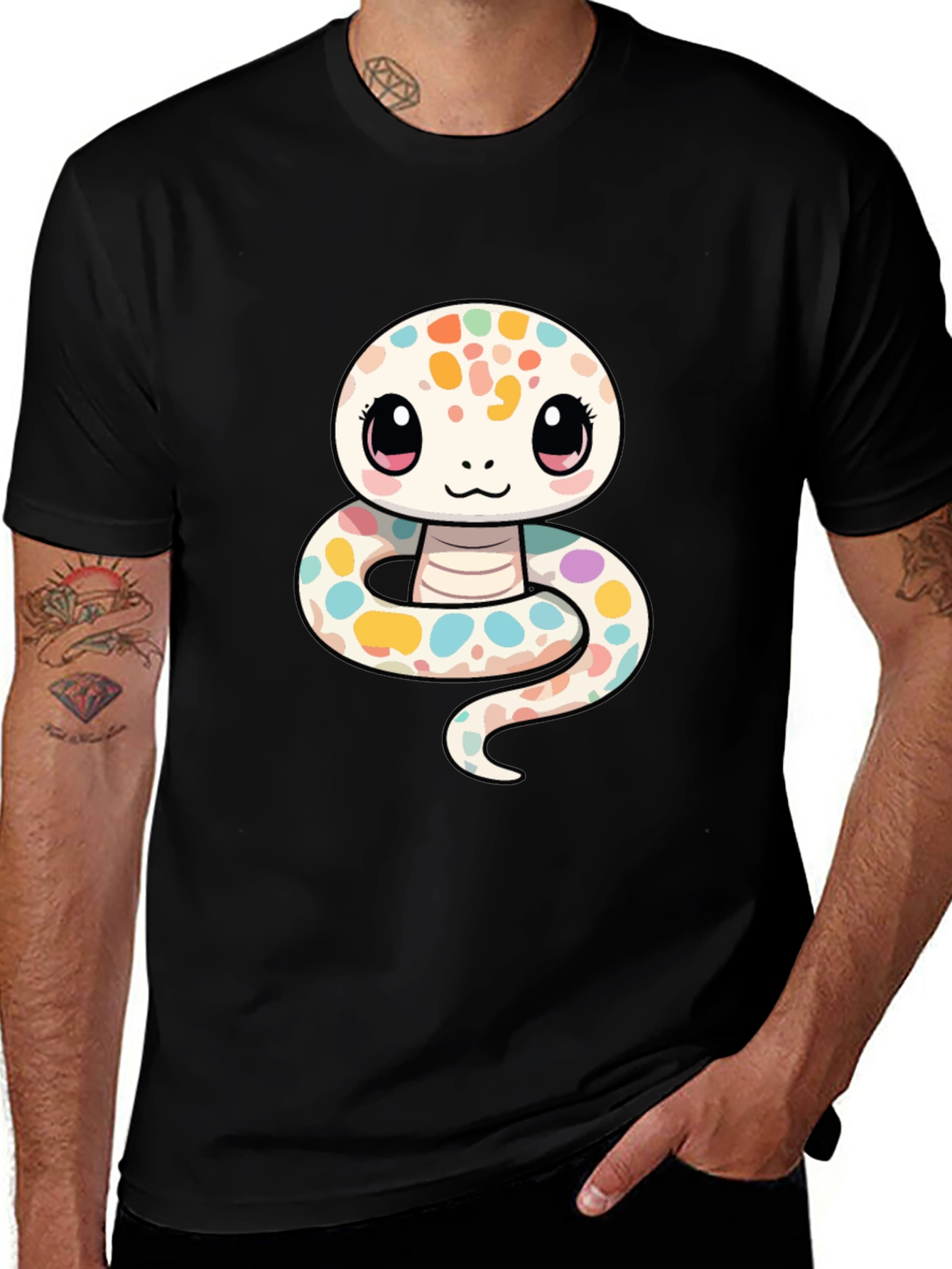 Variant 4 of Cute Cartoon Snake Graphic T-Shirt
