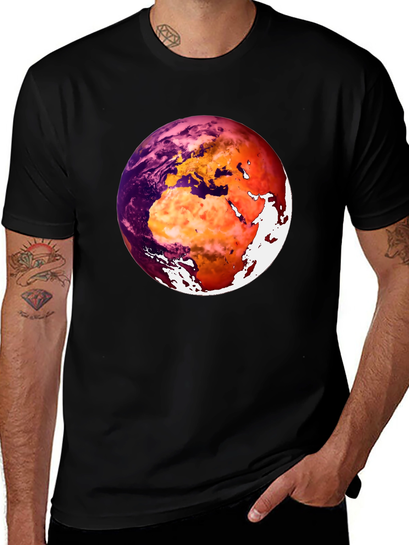 Variant 21 of Earth Graphic Black T-Shirt