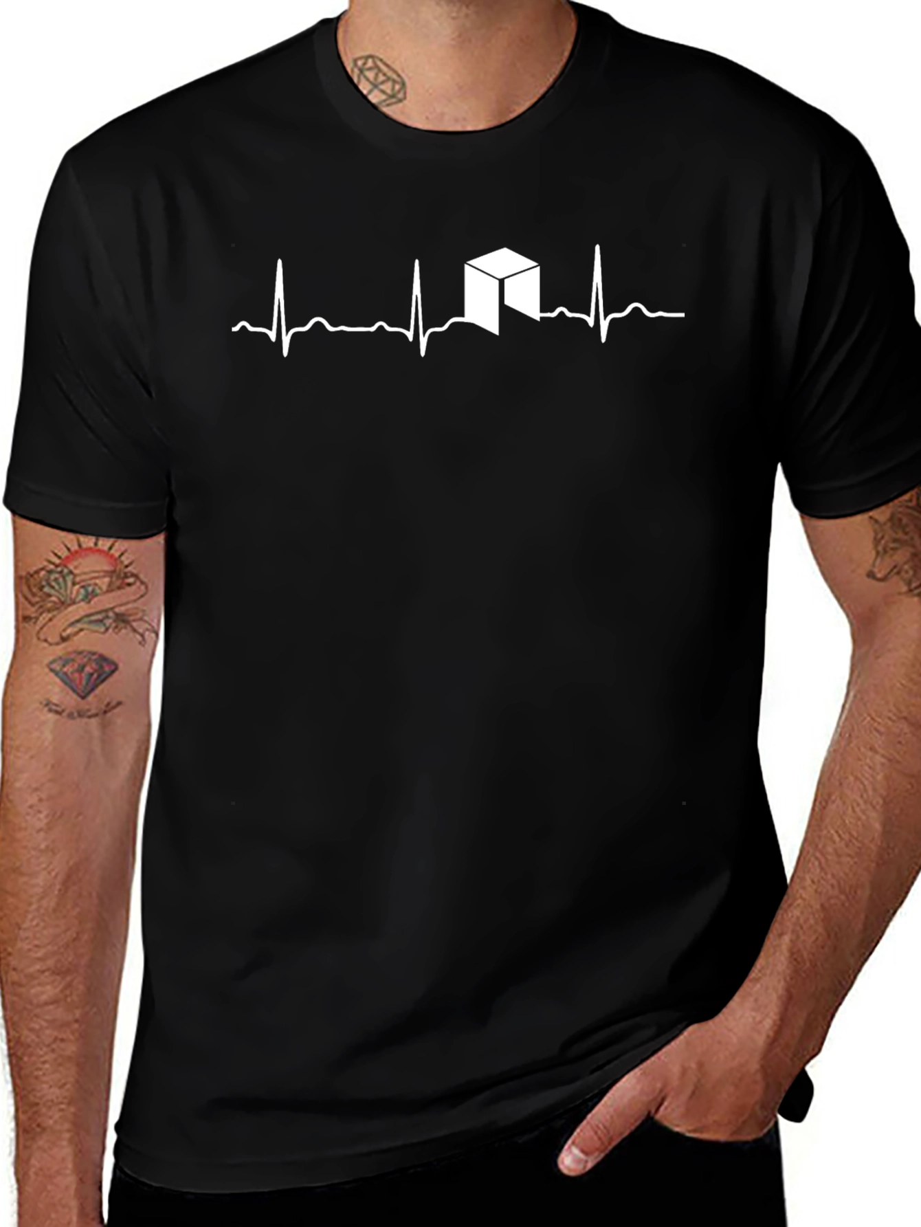 Neo Crypto Heartbeat T-Shirt - Black