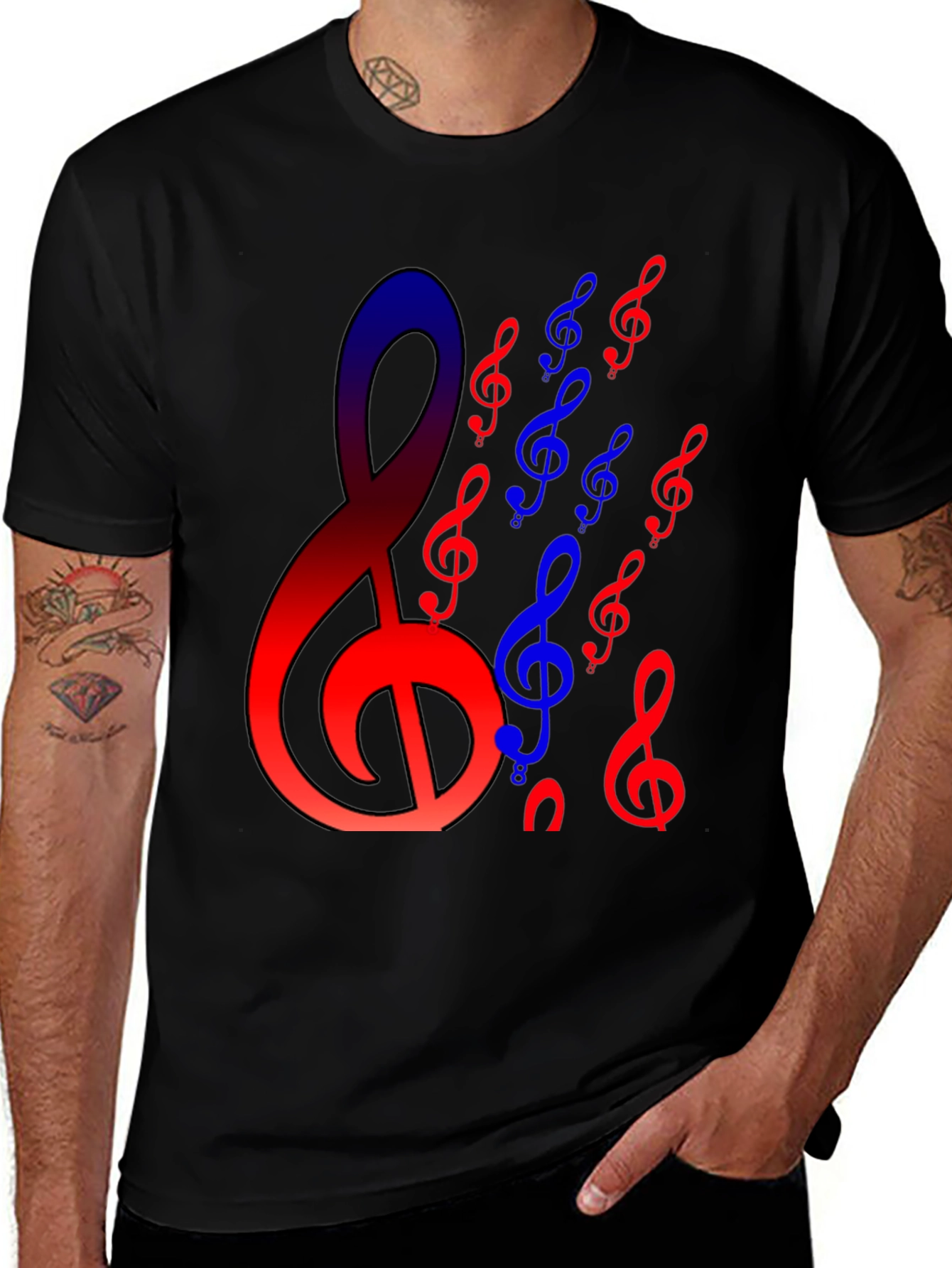 Variant 9 of Musical Clef Graphic Tee - Black