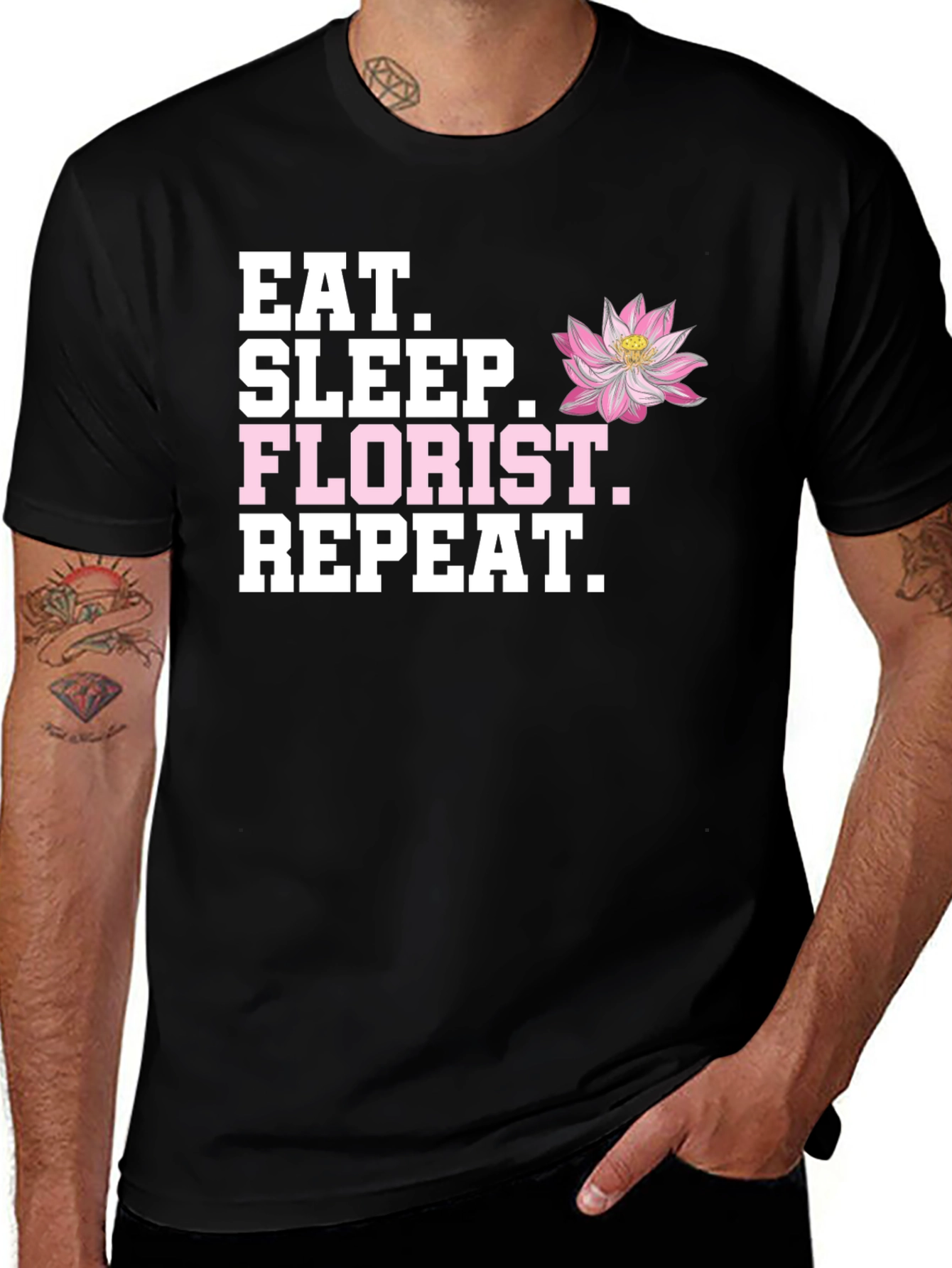 Variant 9 of Eat Sleep Florist Repeat Black T-Shirt