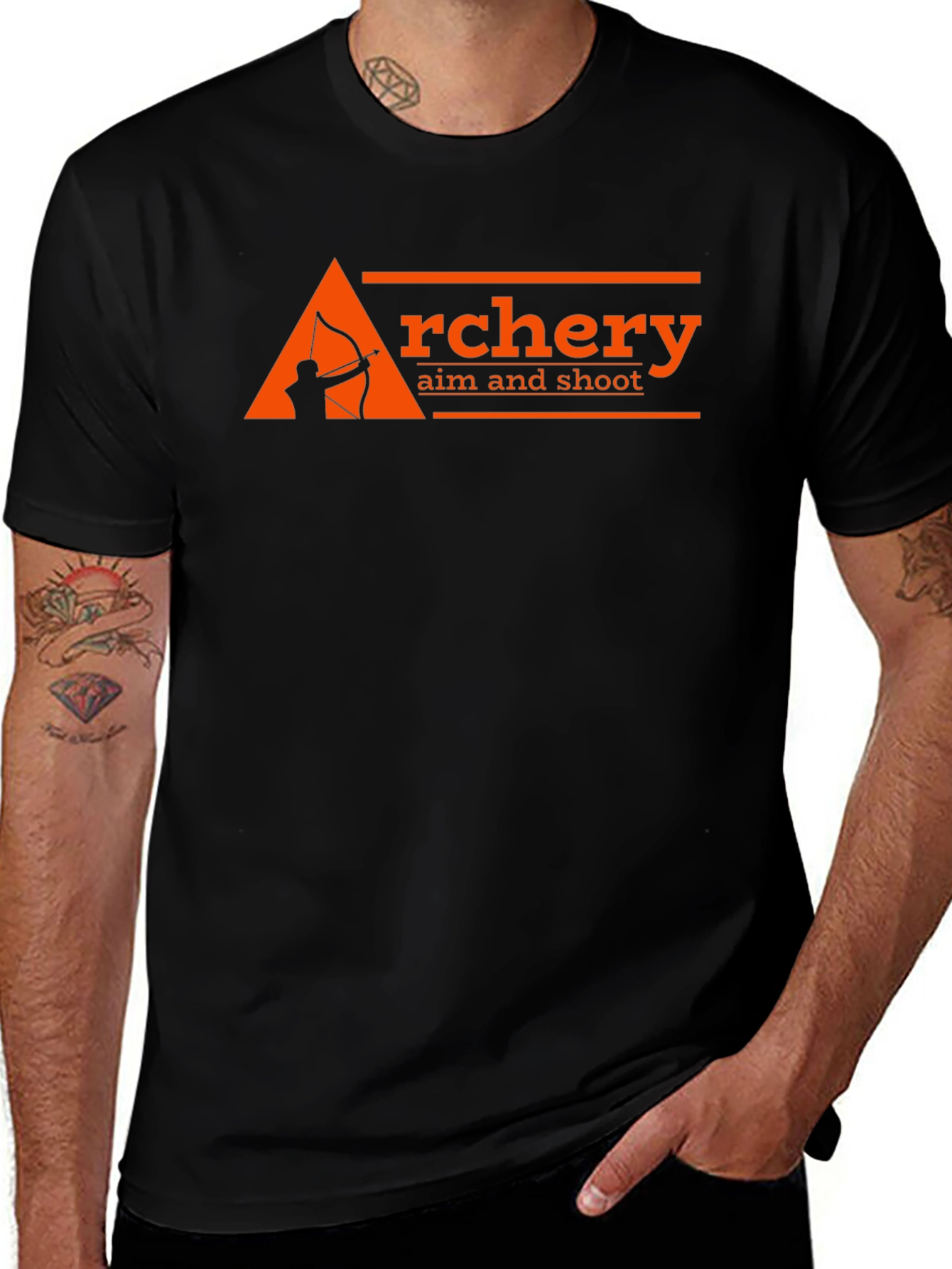 Variant 3 of Archery Aim & Shoot Graphic Black T-Shirt