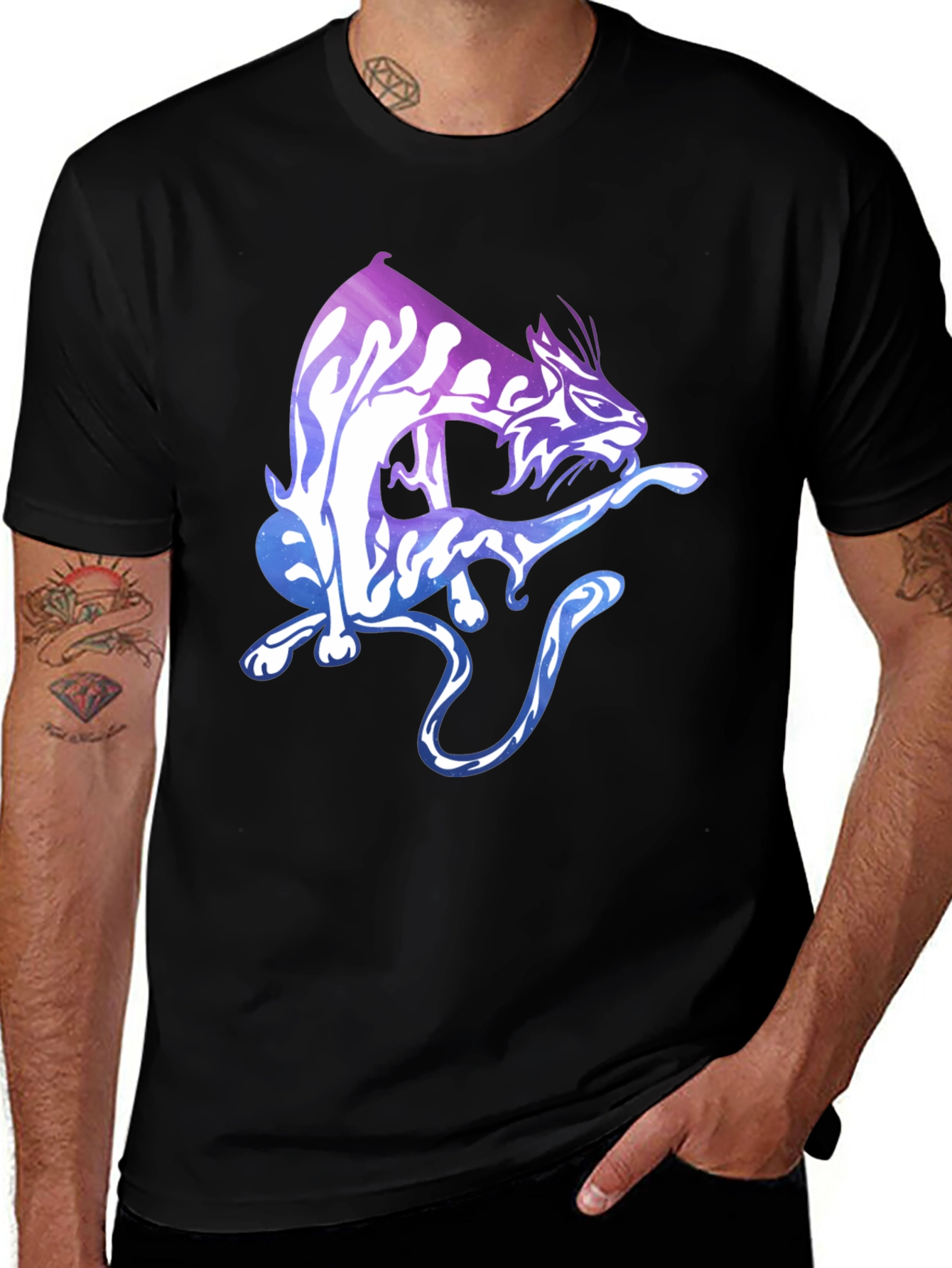 Variant 7 of Cat Graphic Tee - Black Unisex T-Shirt