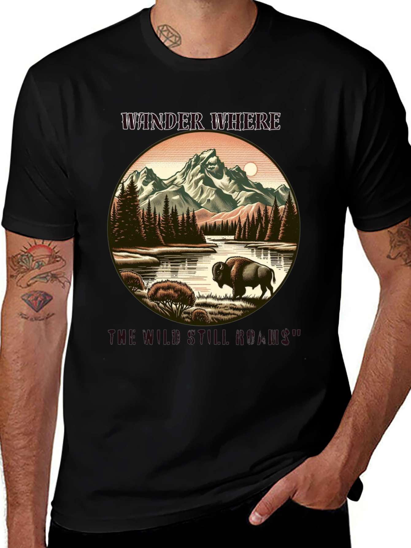 Variant 19 of Wander Where The Wild Still Roams Black T-Shirt