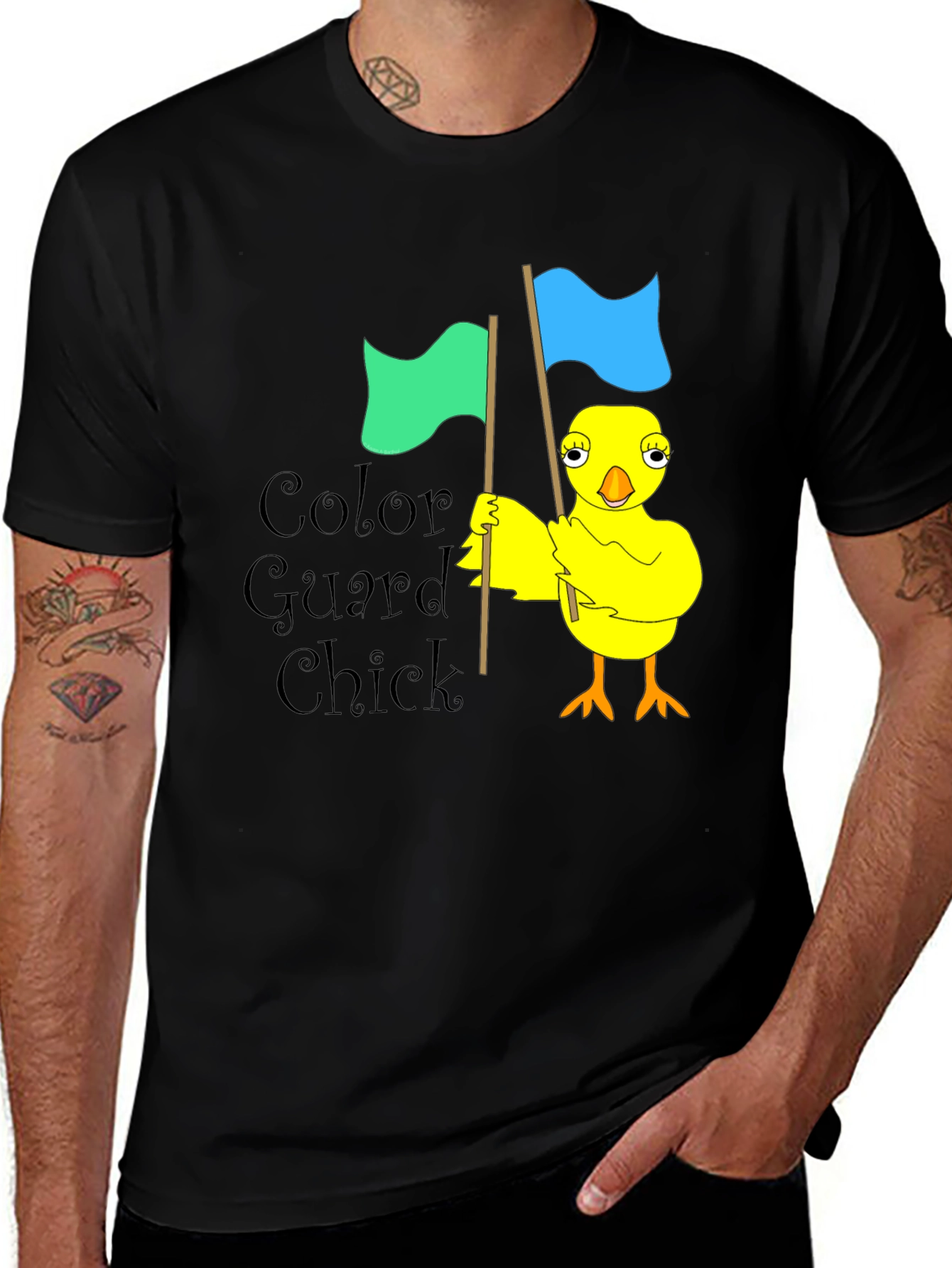 Variant 28 of Color Guard Chick Black T-Shirt