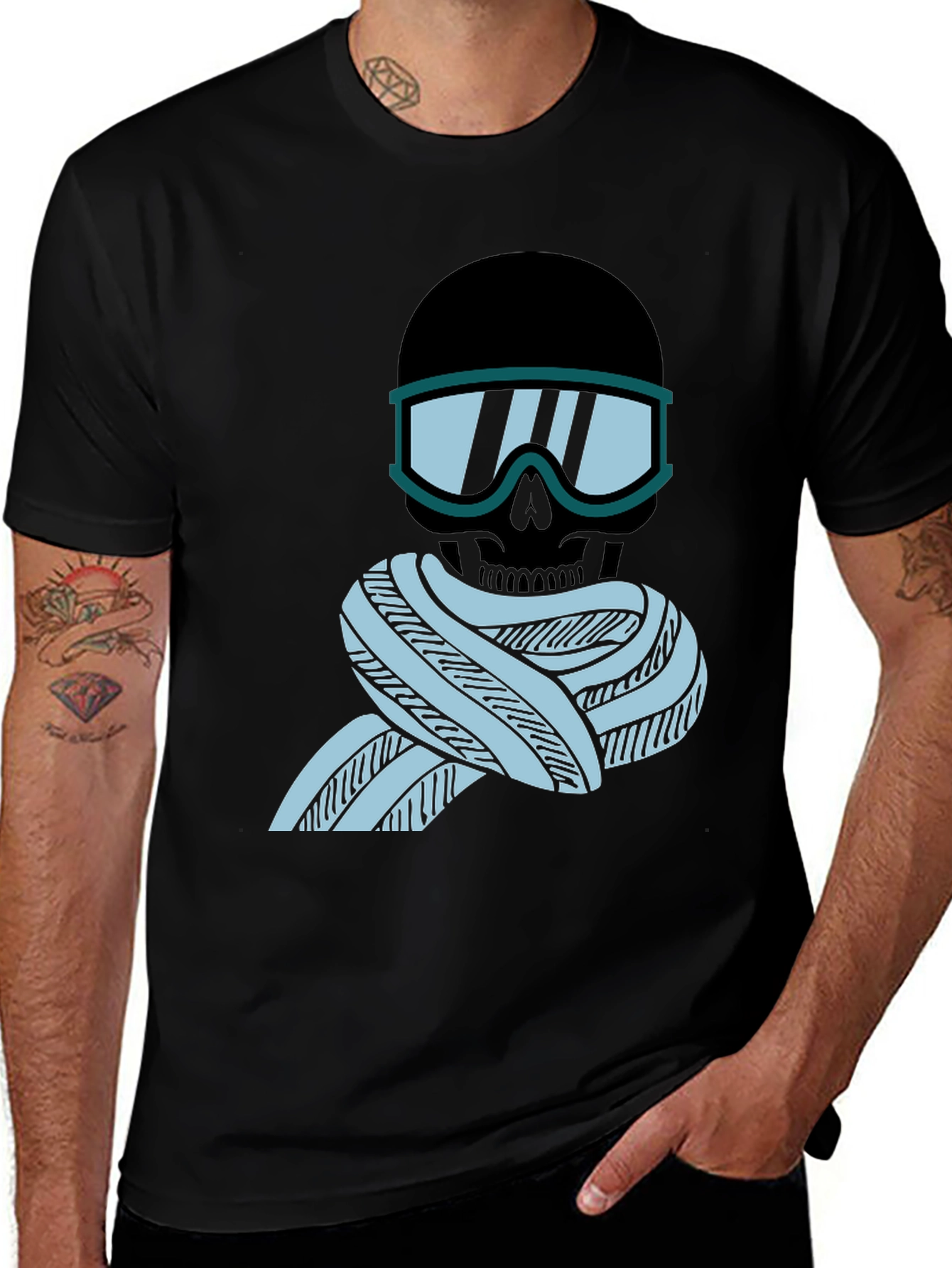 Variant 11 of Skull Ski Goggles & Scarf Graphic Tee