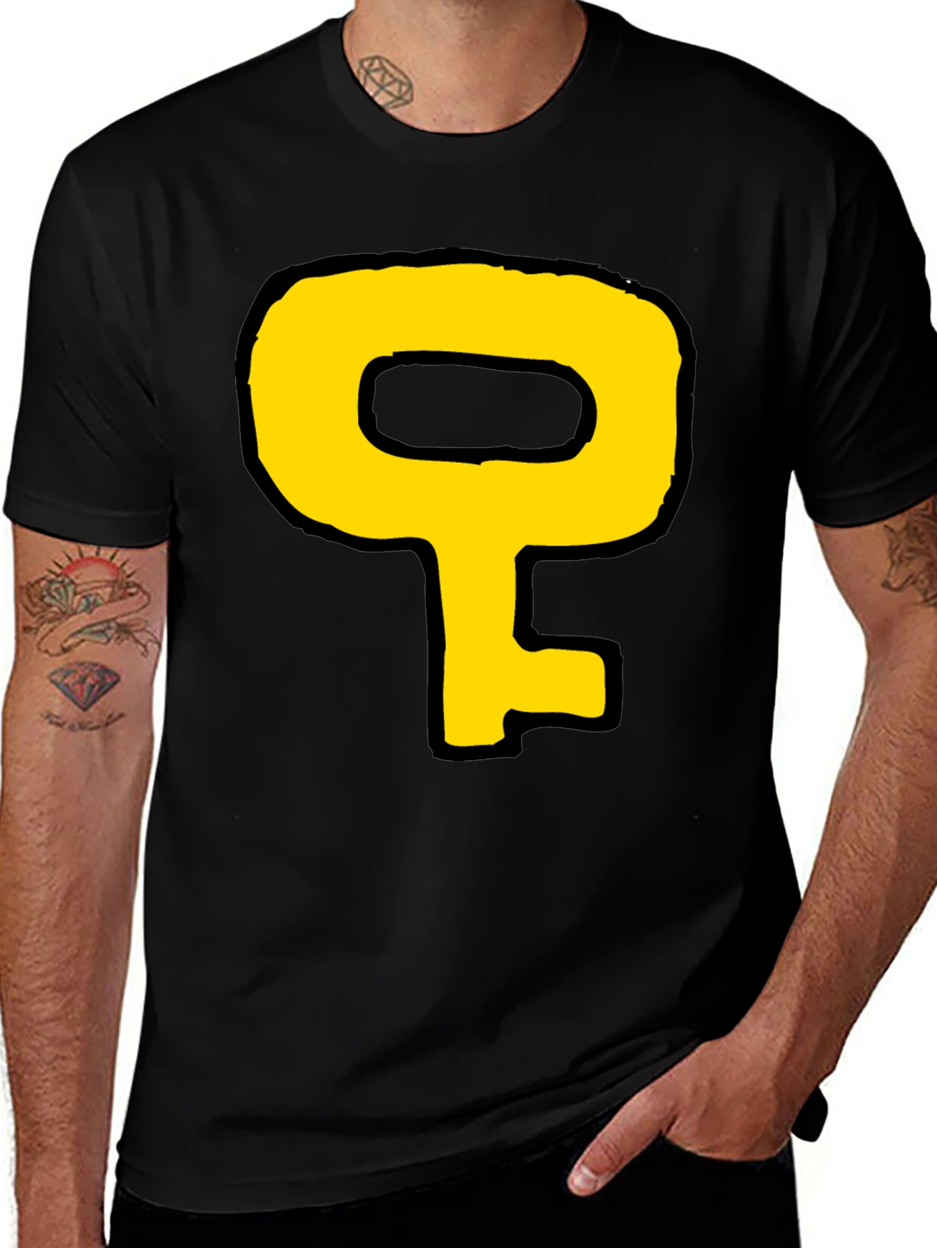 Variant 21 of Cartoon Key Graphic Black T-Shirt