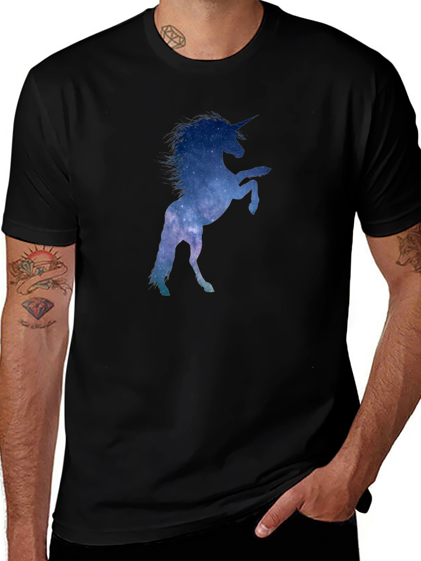 Variant 6 of Unicorn Galaxy Silhouette T-Shirt - Black Cotton Tee