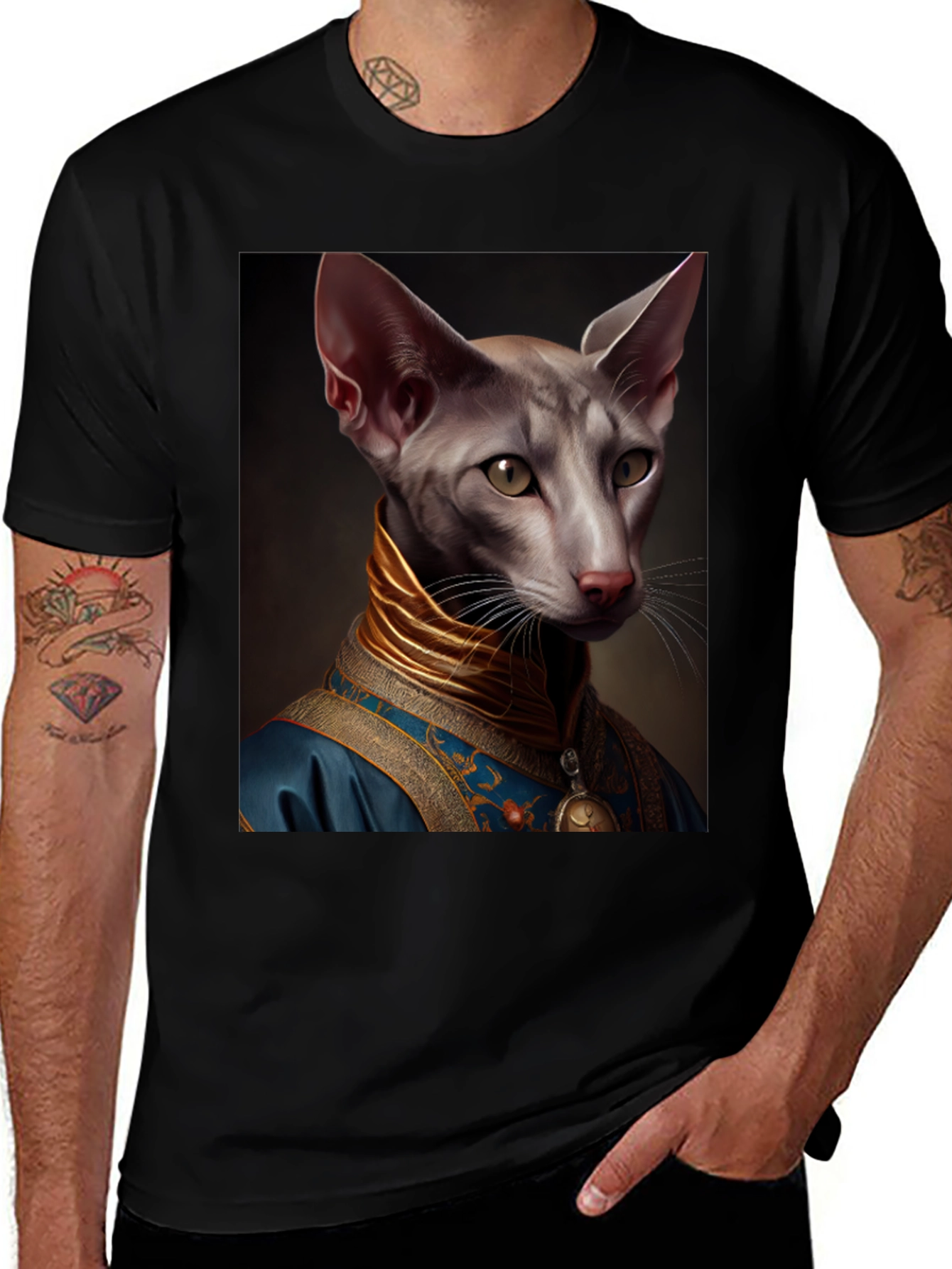 Variant 28 of Regal Cat Portrait T-Shirt - Unique Graphic Tee