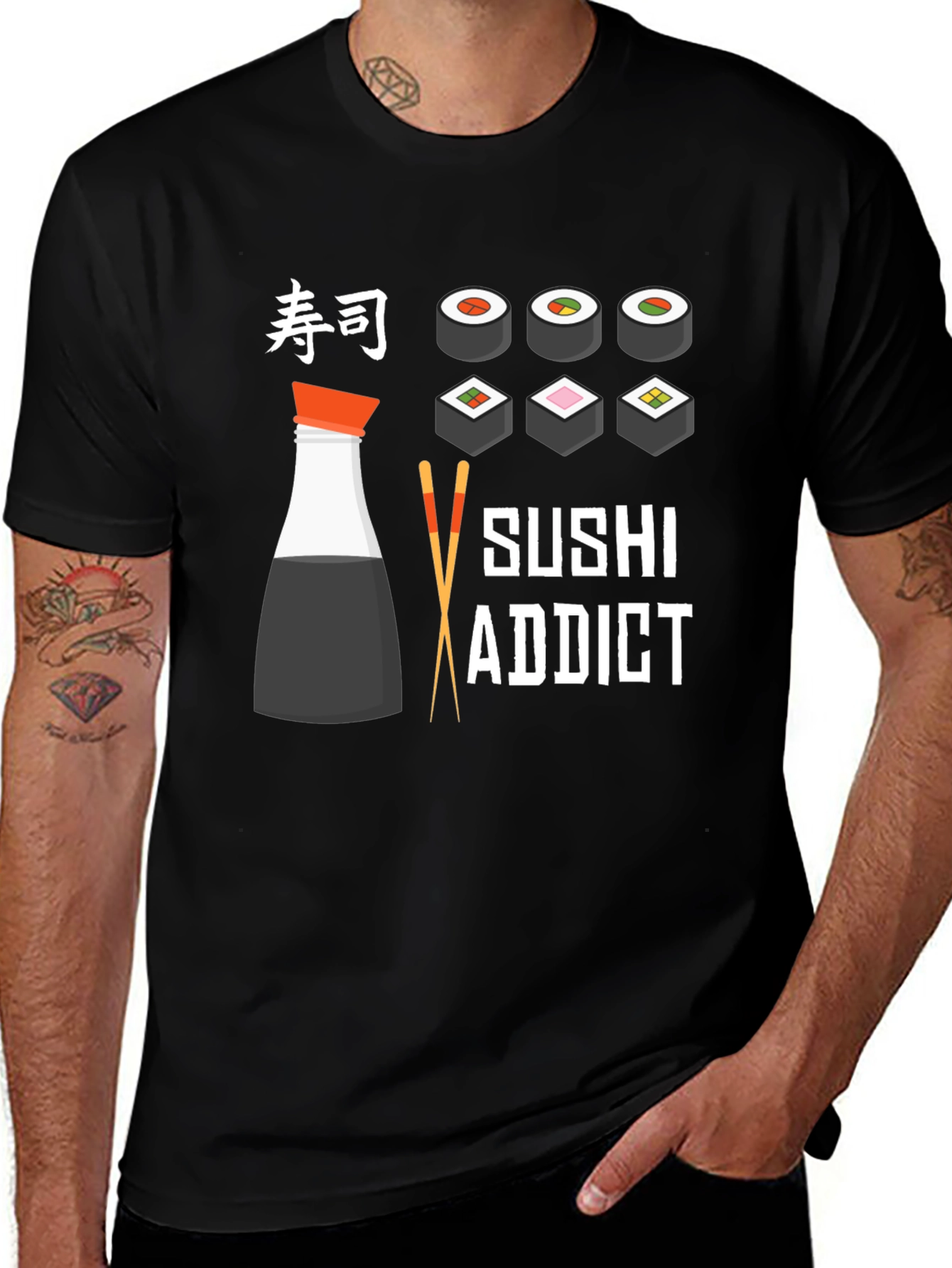 Variant 17 of Sushi Addict T-Shirt - Funny Japanese Food Tee