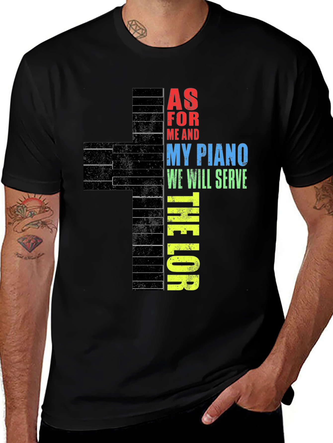 Variant 10 of Piano Keys Cross T-Shirt - Serve the Lord