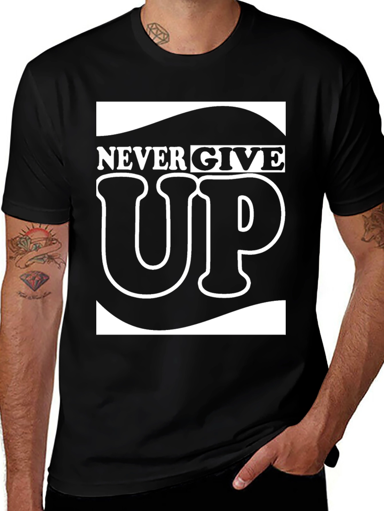 Variant 16 of Never Give Up Graphic Tee - Motivational Shirt
