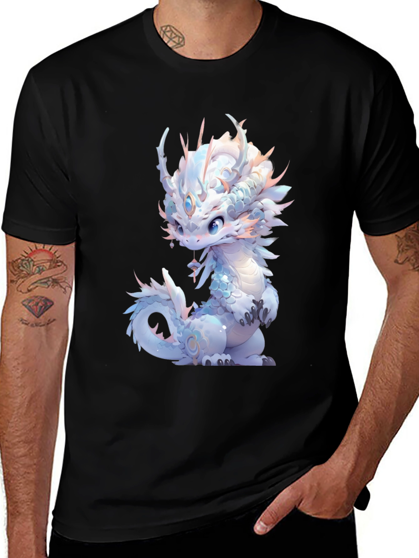 Variant 16 of Cute Dragon Graphic Tee - Soft Black Cotton T-Shirt