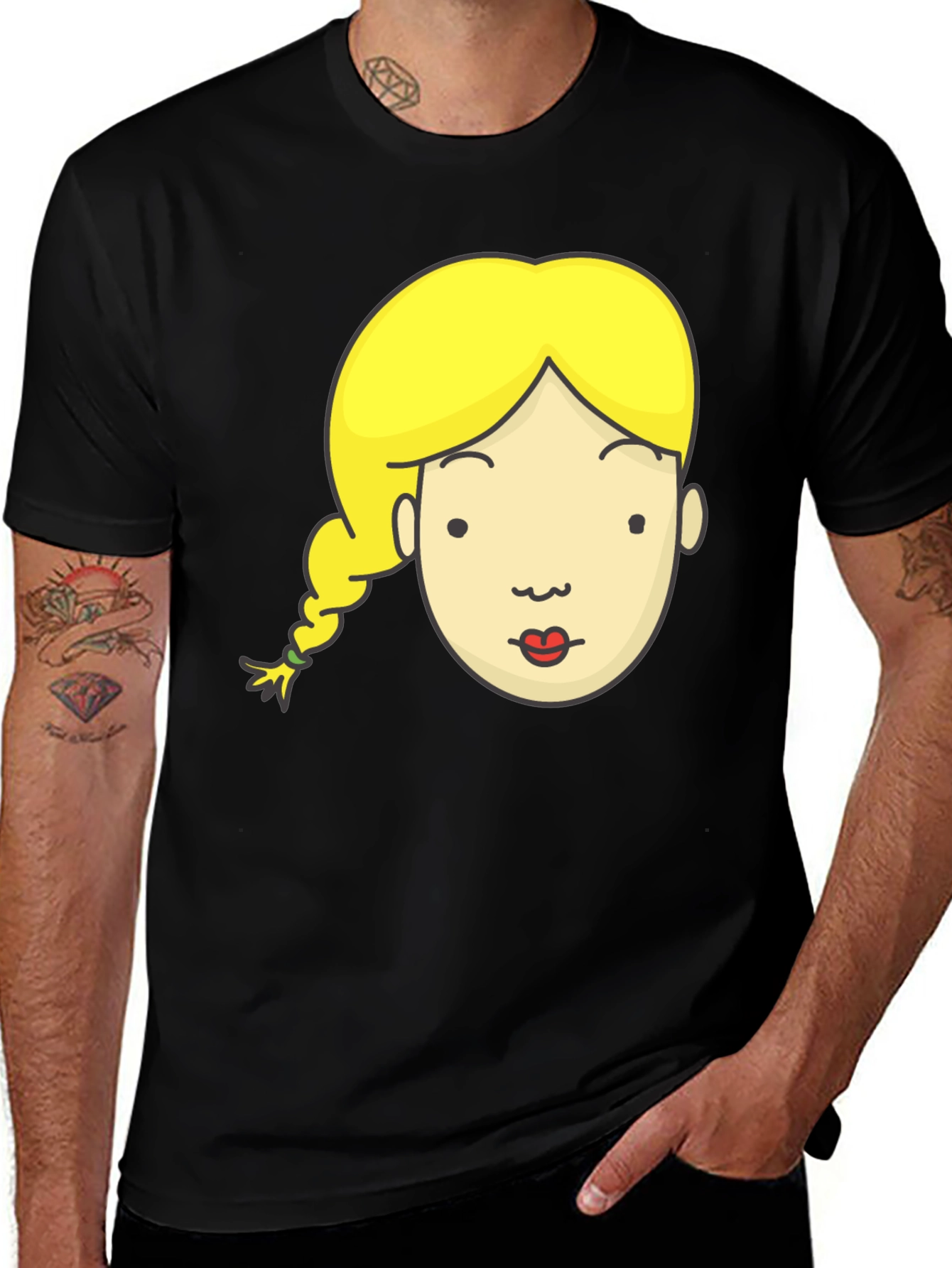 Variant 8 of Cartoon Girl Graphic Black T-Shirt