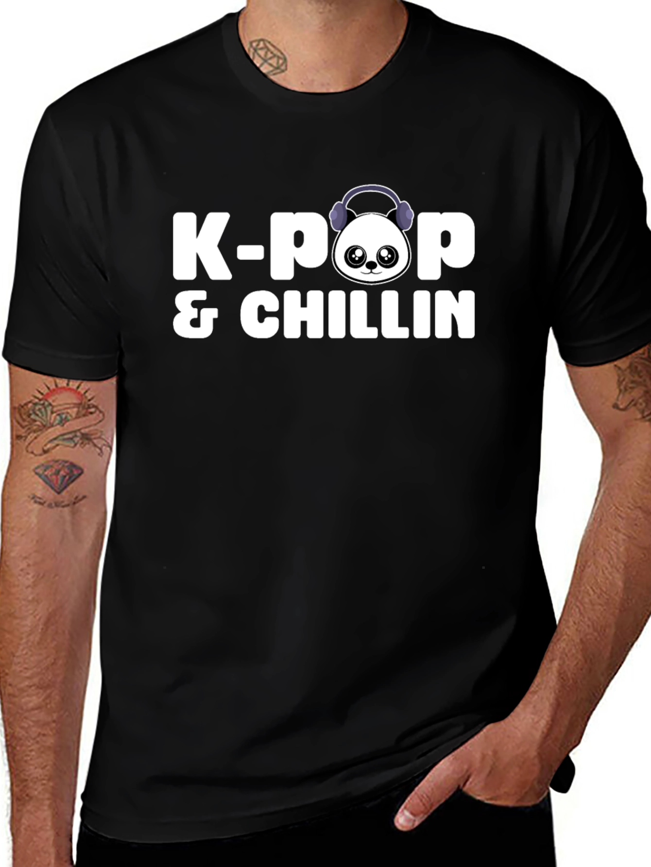 K-Pop & Chillin' Black Graphic Tee