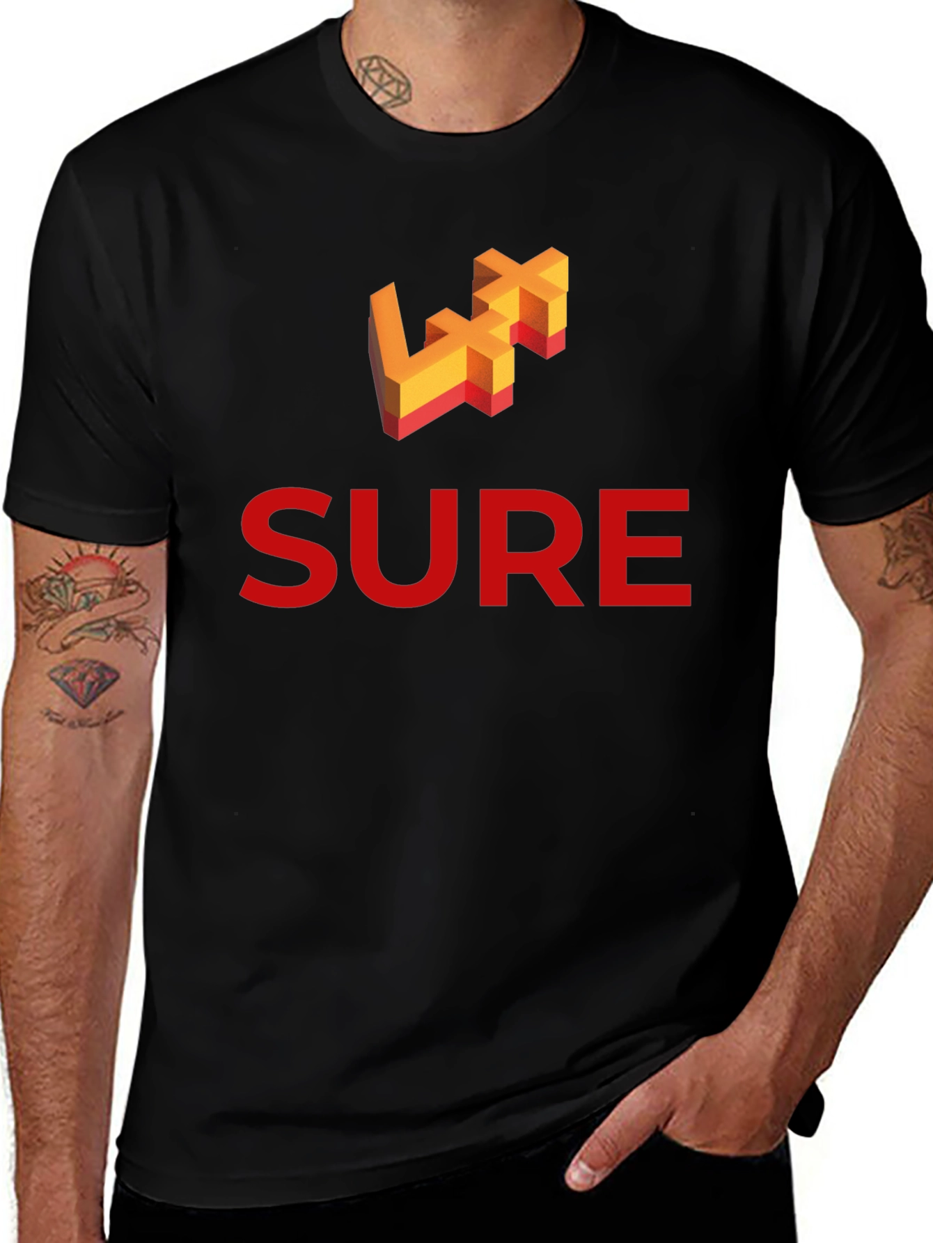 Variant 13 of Sure Graphic Tee - Black Cotton Blend Casual Shirt