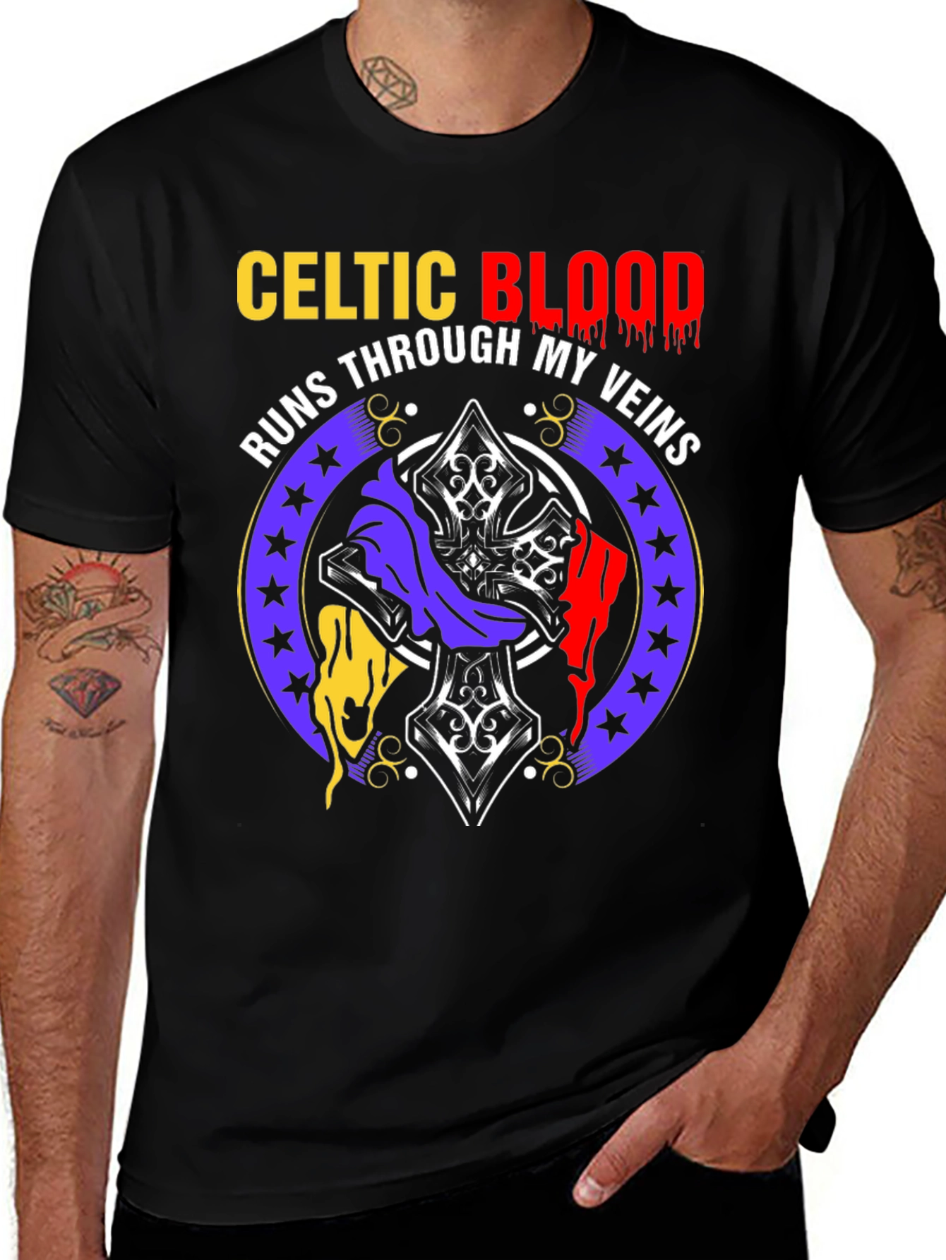 Celtic Blood T-Shirt, Runs Through My Veins, Black