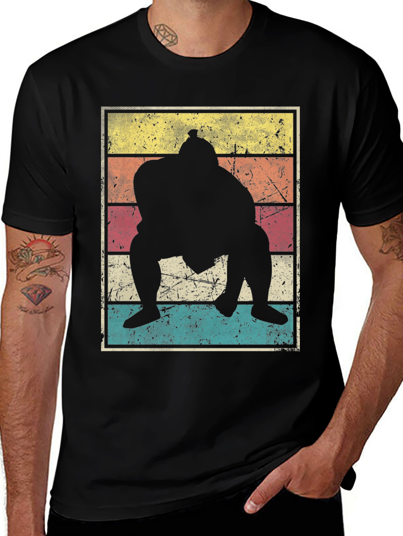 Variant 17 of Retro Sumo Wrestler Graphic Tee
