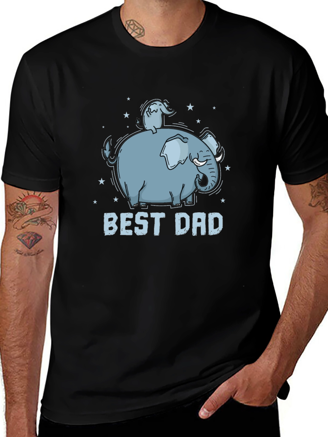 Variant 18 of Best Dad Elephant Graphic T-Shirt - Black