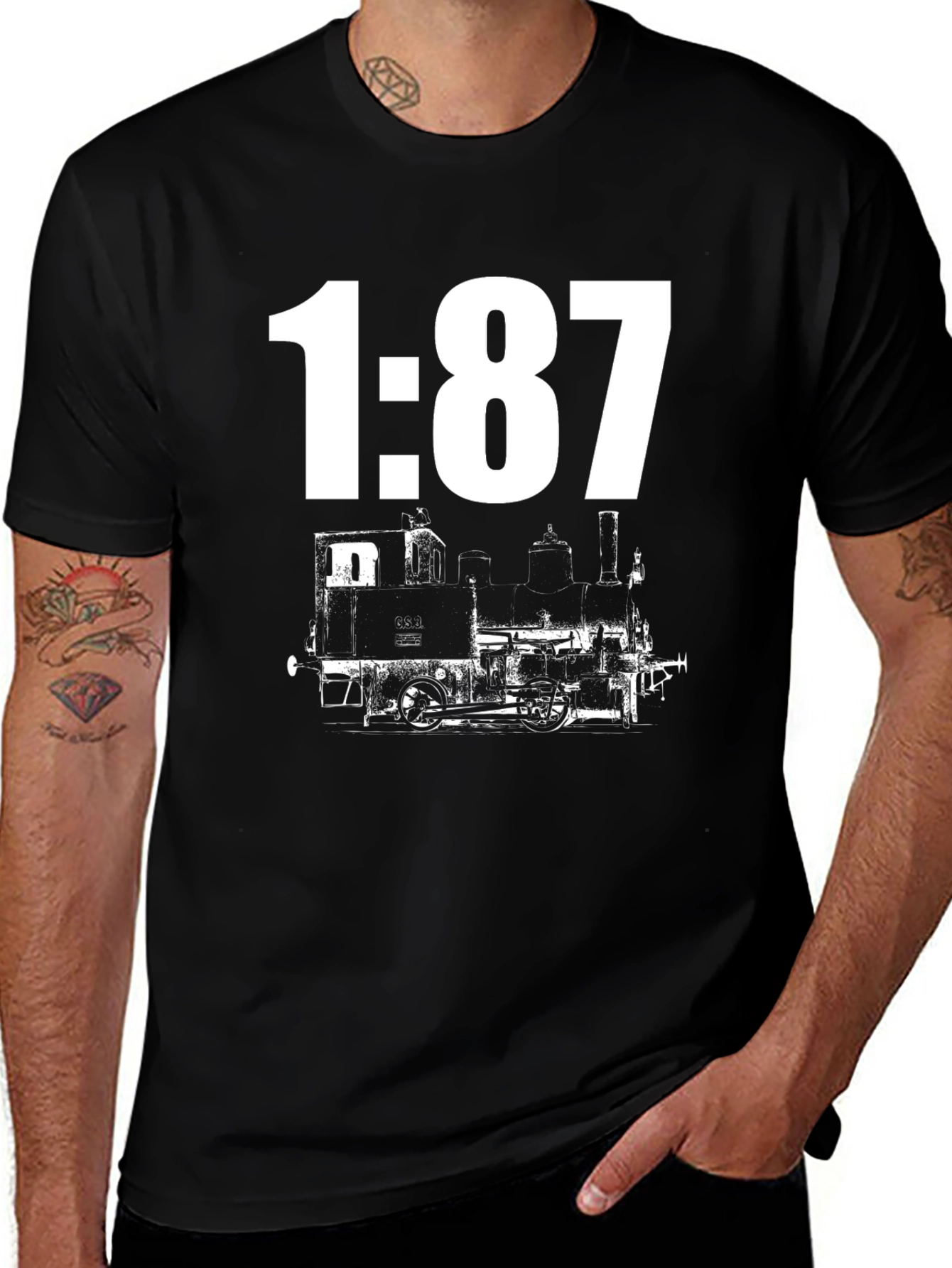 Variant 24 of Train 1:87 Scale Graphic Tee - Black Cotton Blend
