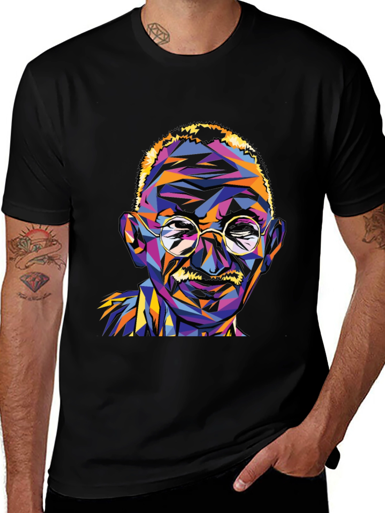 Variant 6 of Gandhi Geometric Graphic Print T-Shirt - Black