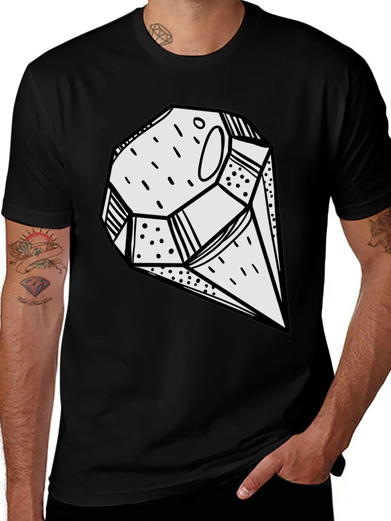 Variant 19 of Abstract Geometric Graphic Print Black T-Shirt
