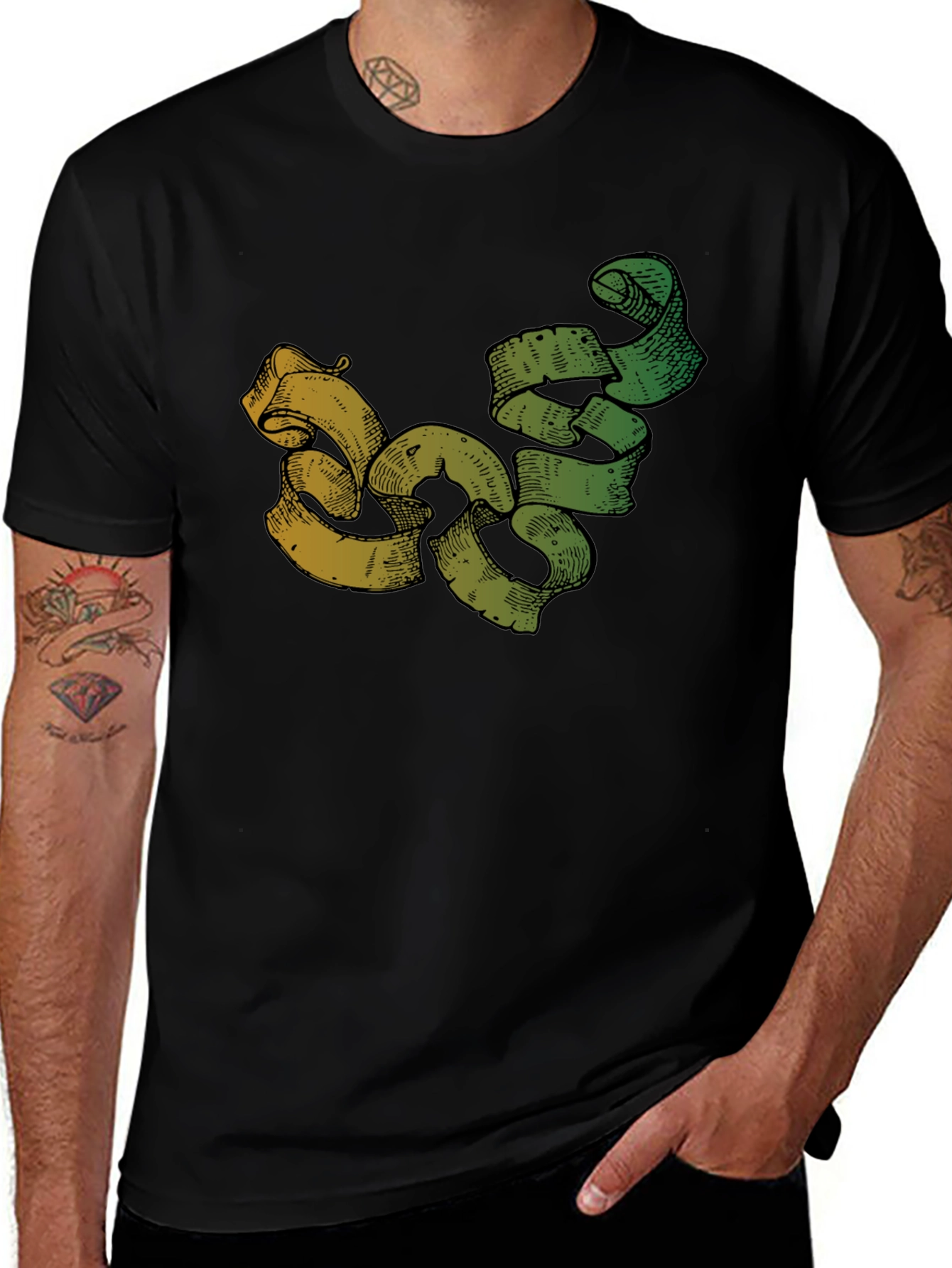 Variant 8 of Modern Scroll Design Black T-Shirt