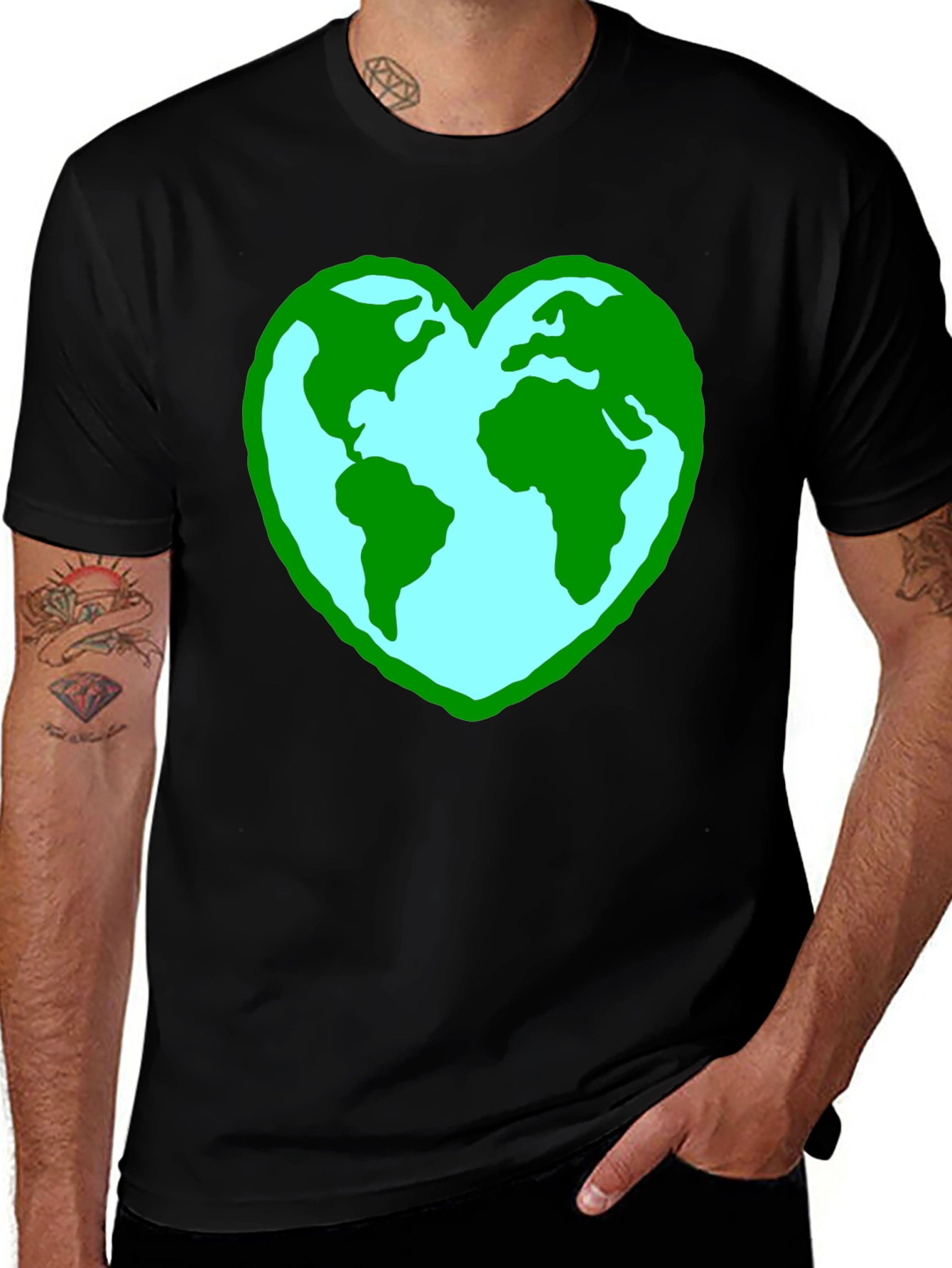 Variant 9 of Earth Heart Graphic Tee - Black Unisex Shirt
