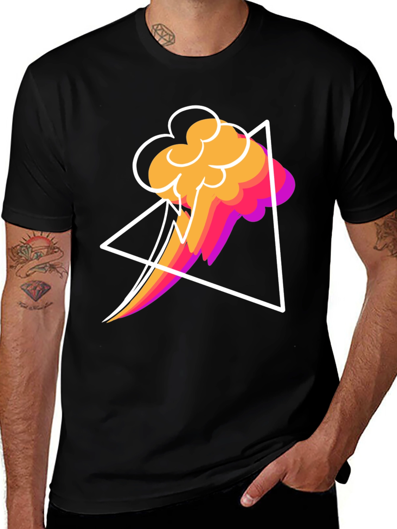 Variant 16 of Abstract Graphic T-Shirt - Geometric Cloud Design