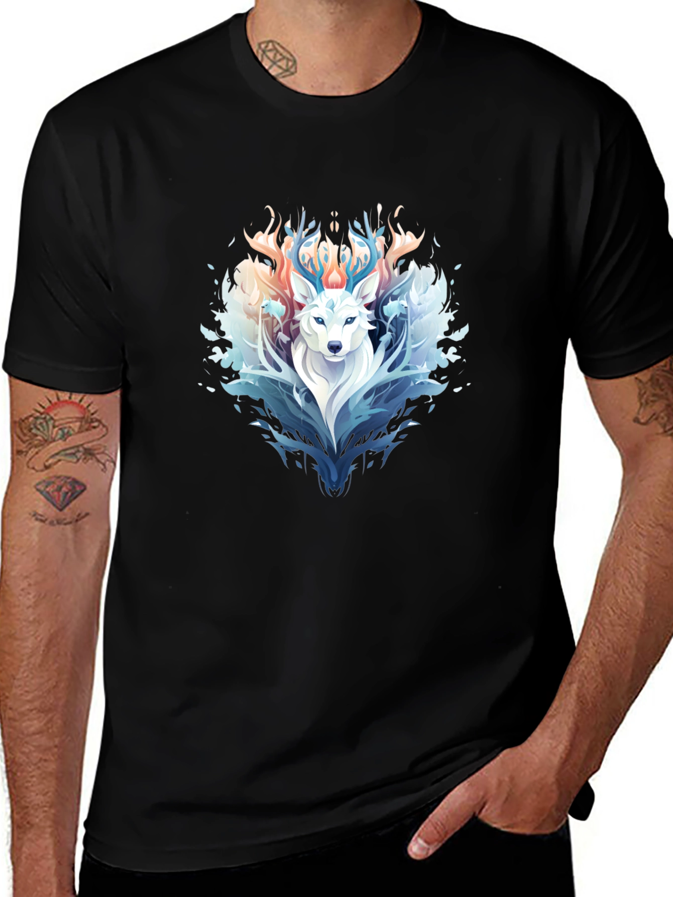 Variant 16 of Mystic Deer Graphic Tee - Fire and Ice