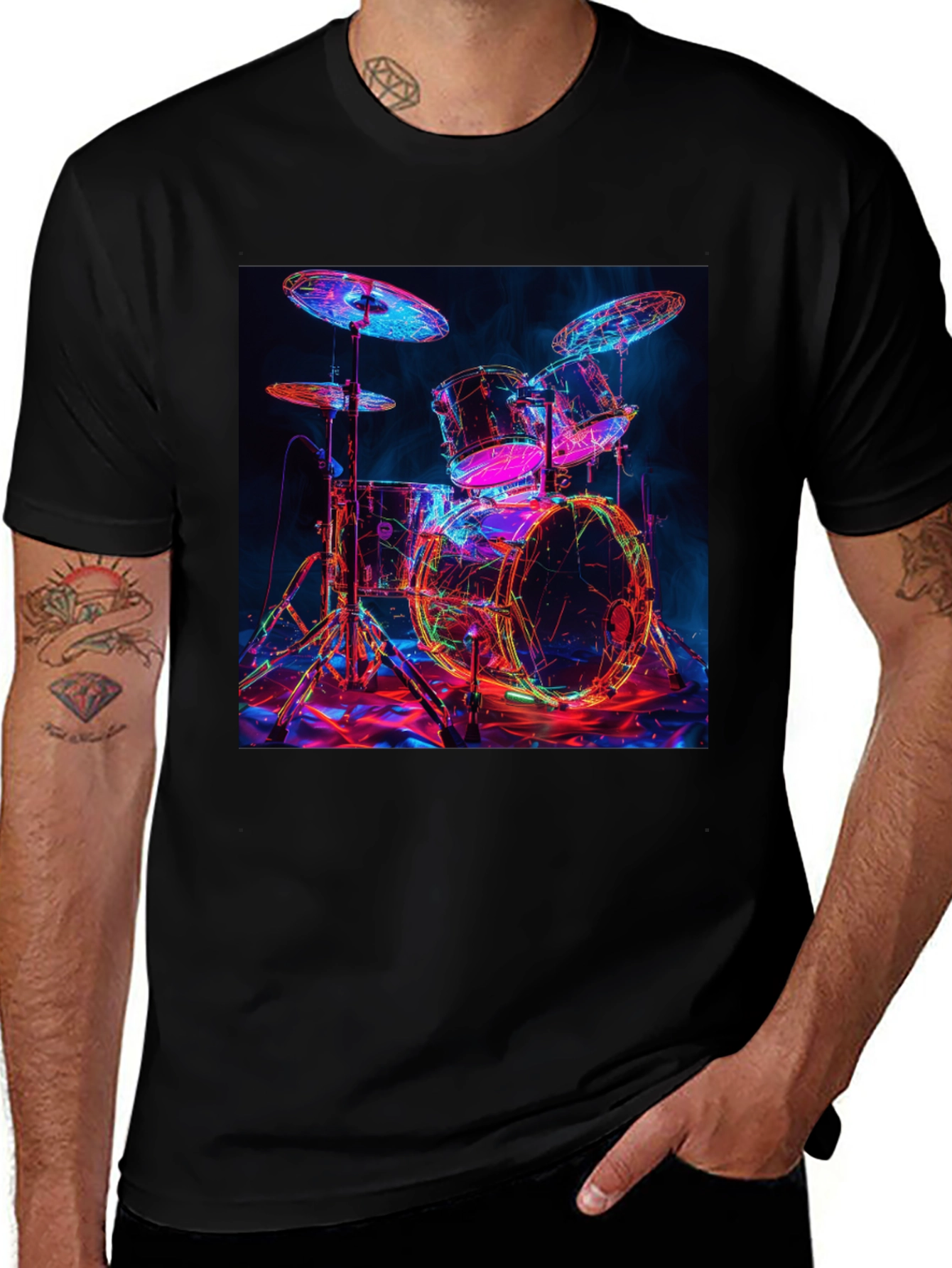 Variant 22 of Neon Drum Kit Graphic T-Shirt