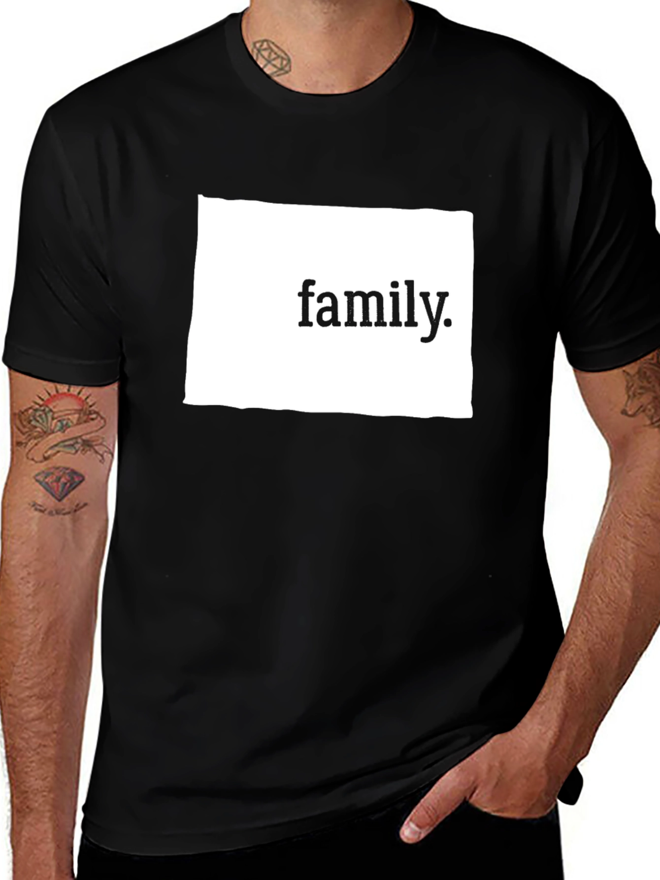 Family T-Shirt - Black Cotton Blend Casual Tee
