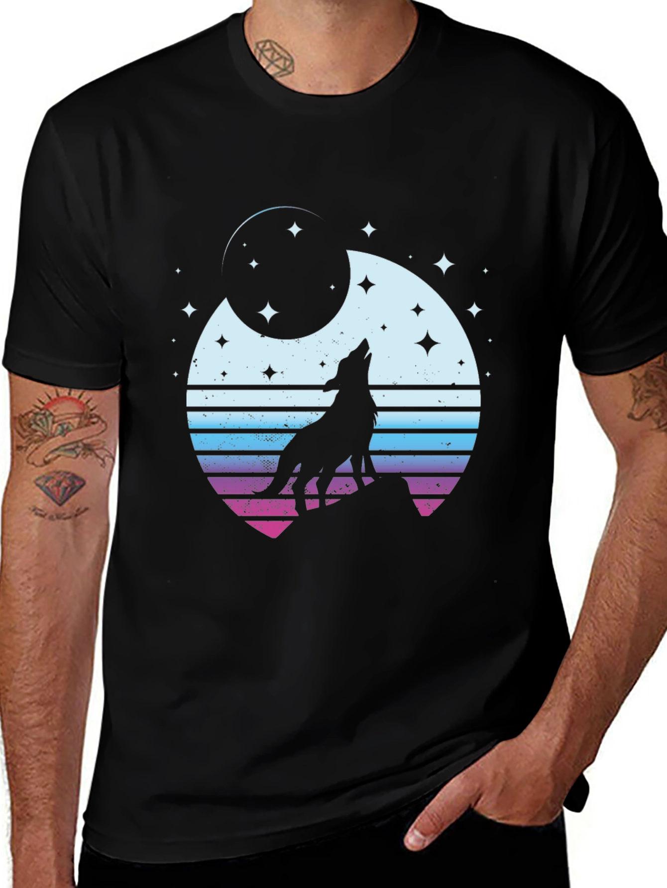 Variant 9 of Wolf Moon T-Shirt - Celestial Graphic Tee