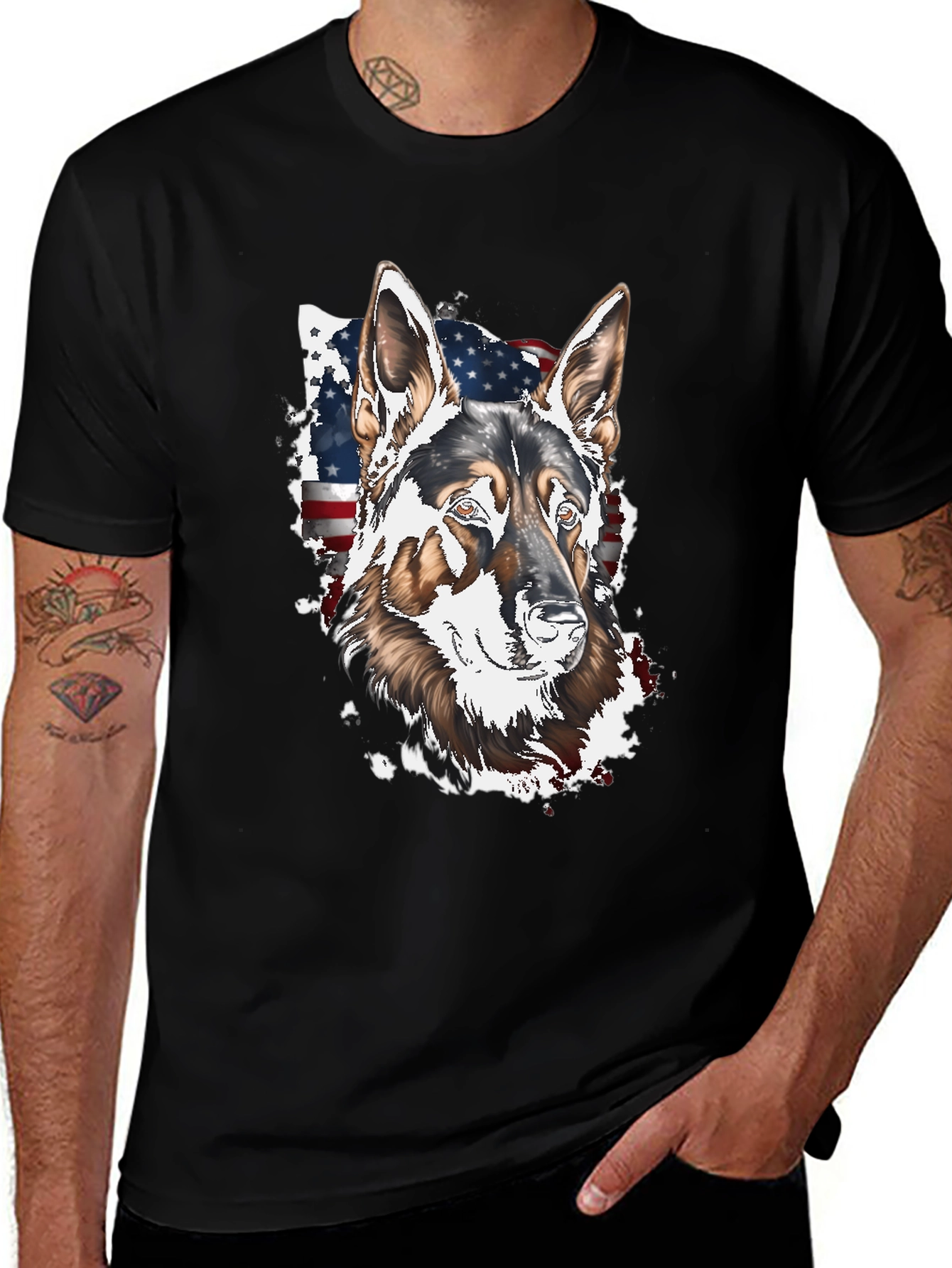 Patriotic German Shepherd Graphic Tee