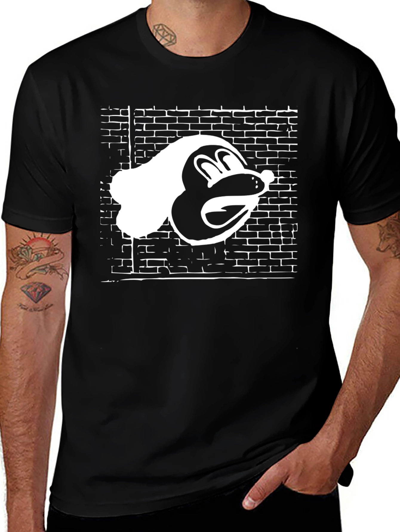 Variant 10 of Graphic Tee: Toon Character on Brick Wall