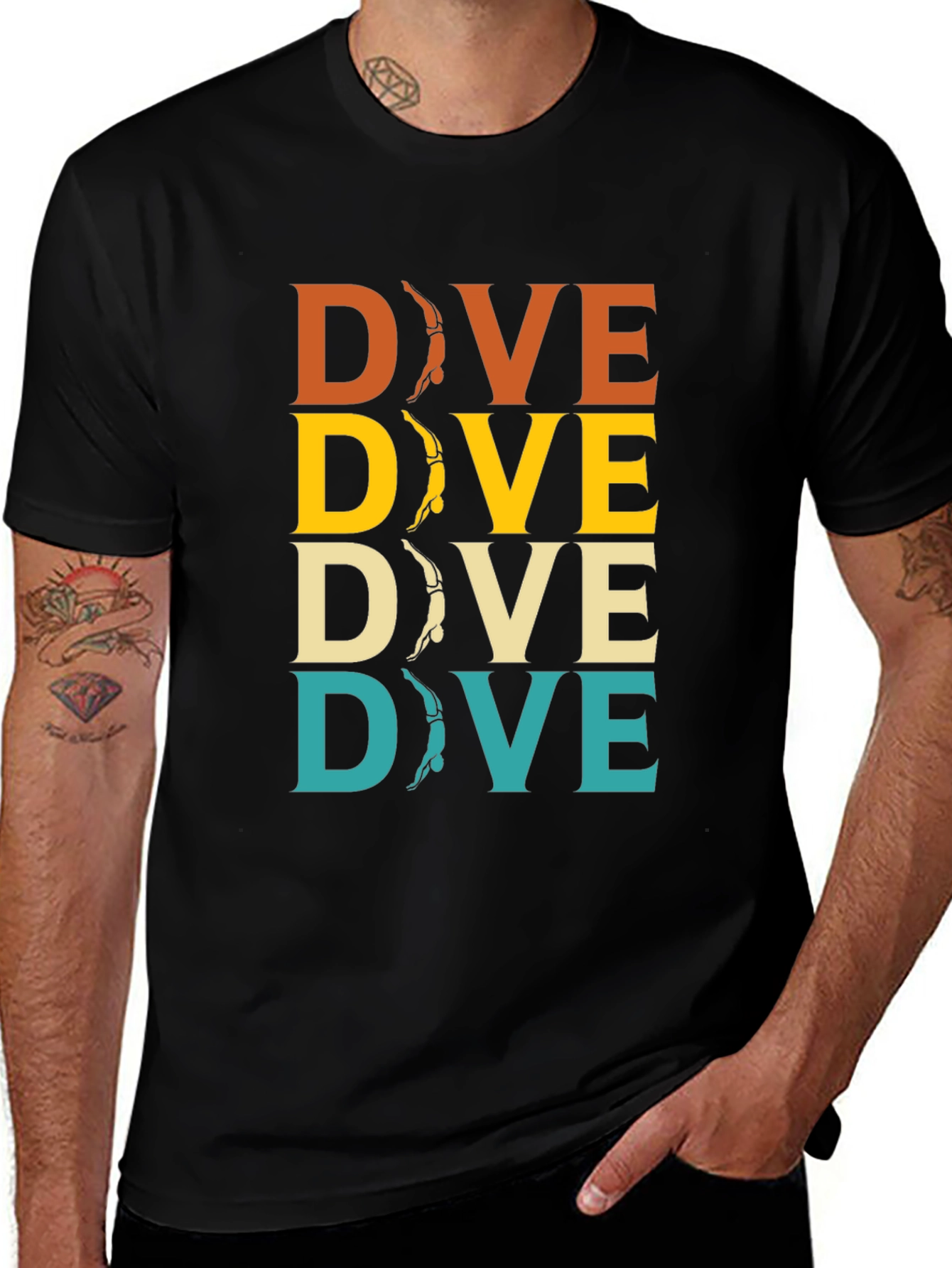 Variant 23 of Retro Dive T-Shirt - Diver Design