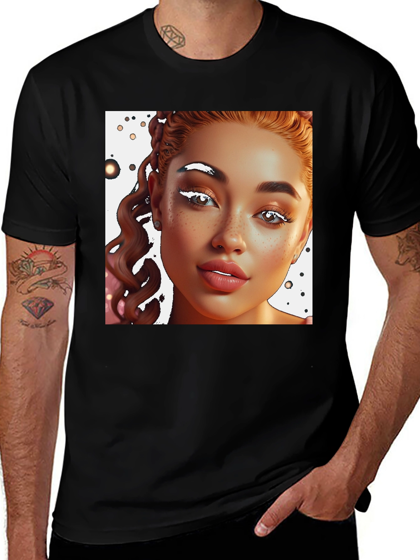 Variant 19 of Unique Black T-Shirt with Portrait Graphic
