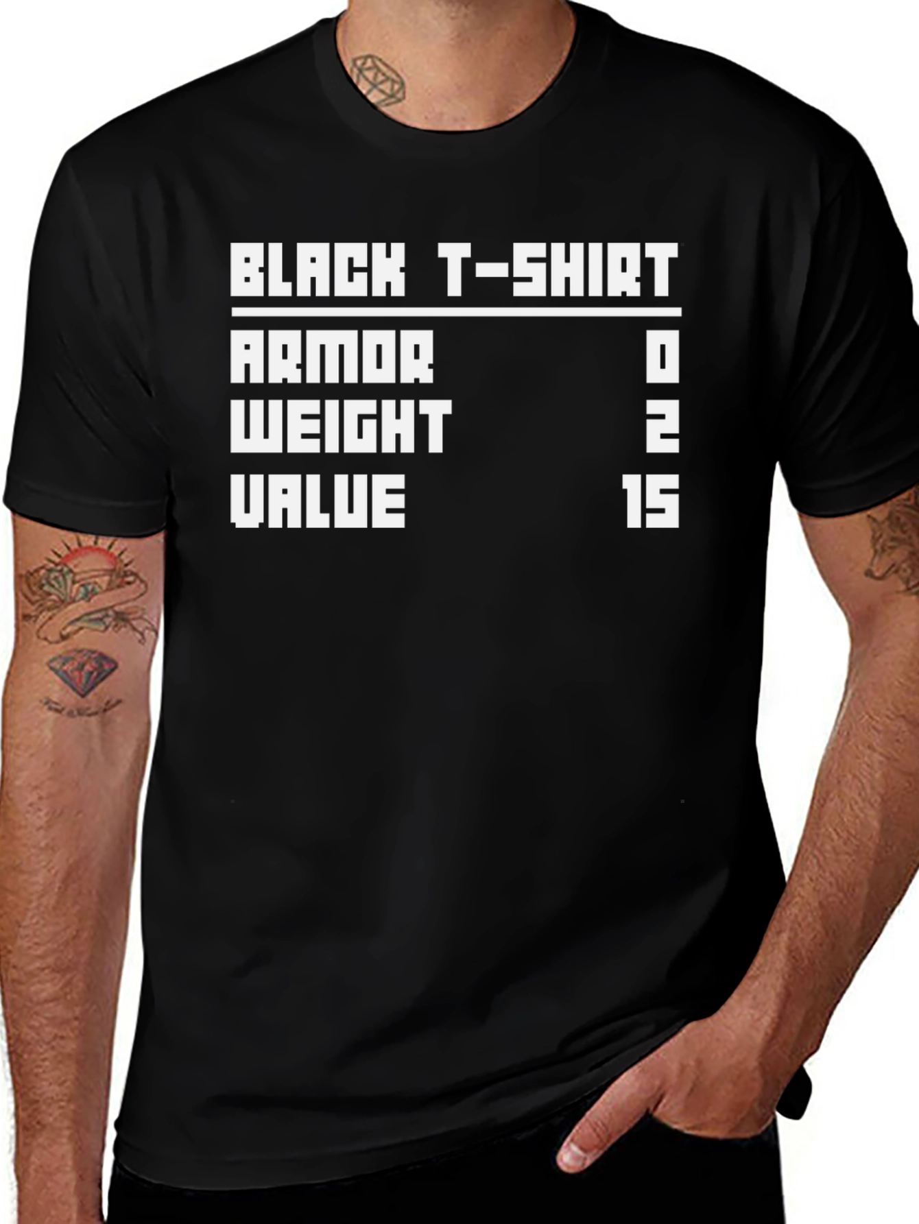 Variant 7 of Black T-Shirt Armor Stats Gamer Tee