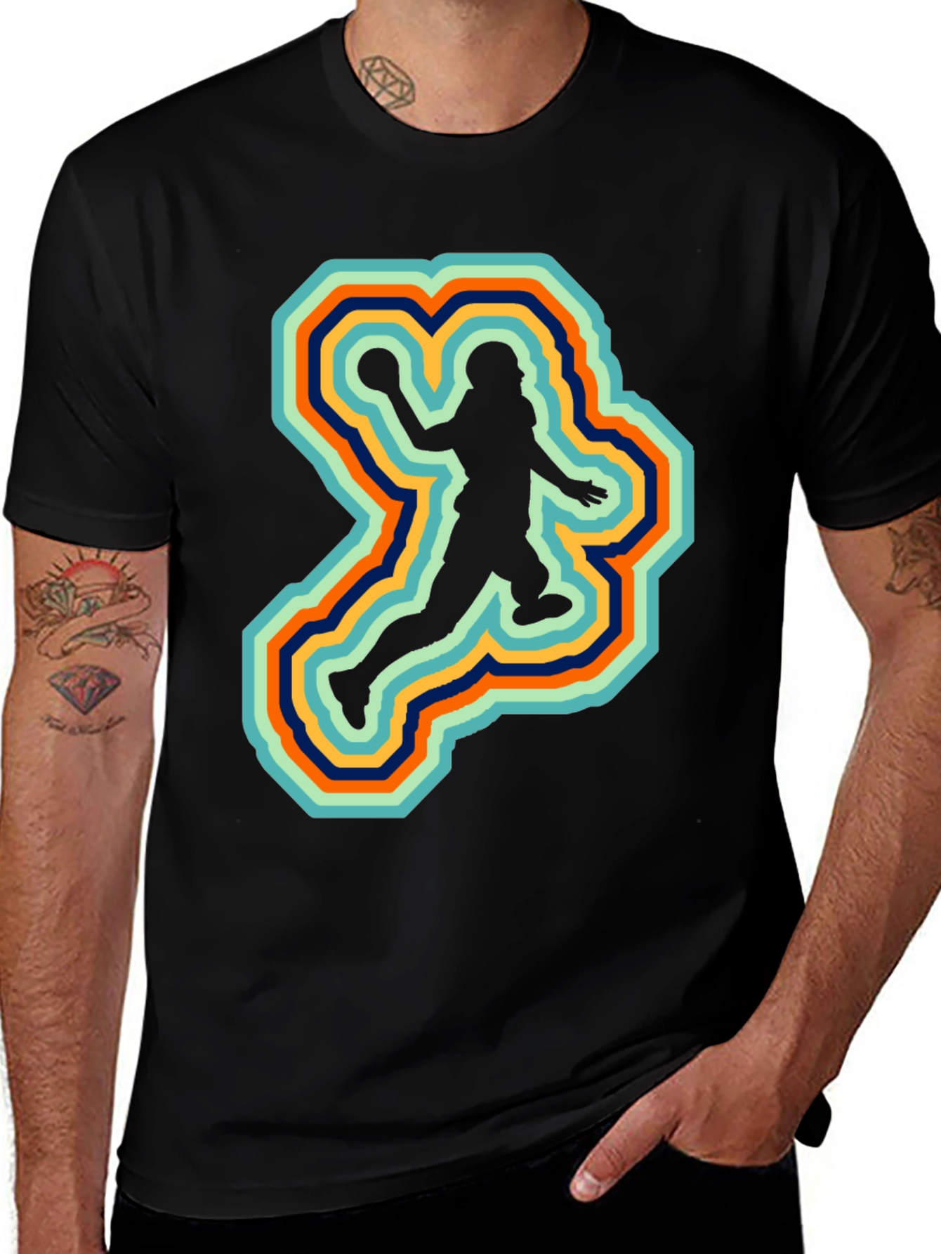 Variant 14 of Retro Football Player Silhouette Graphic Tee