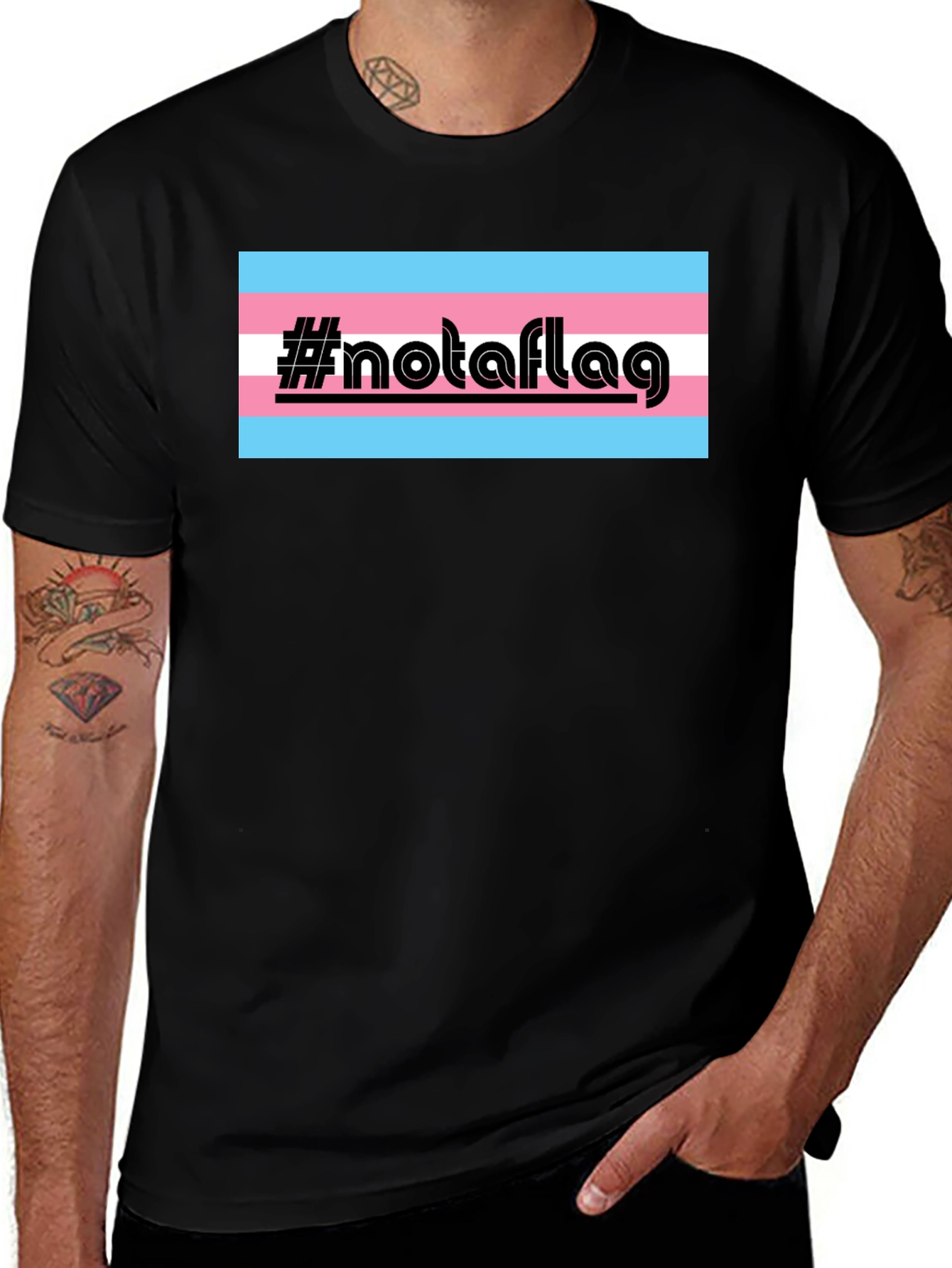 Variant 11 of Transgender Pride #notaflag Black T-Shirt