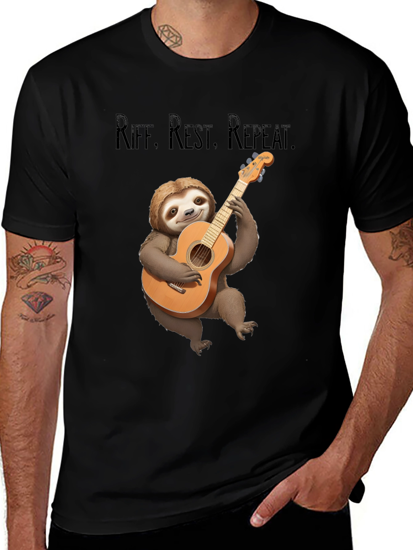 Variant 17 of Riff, Rest, Repeat Sloth Guitar T-Shirt