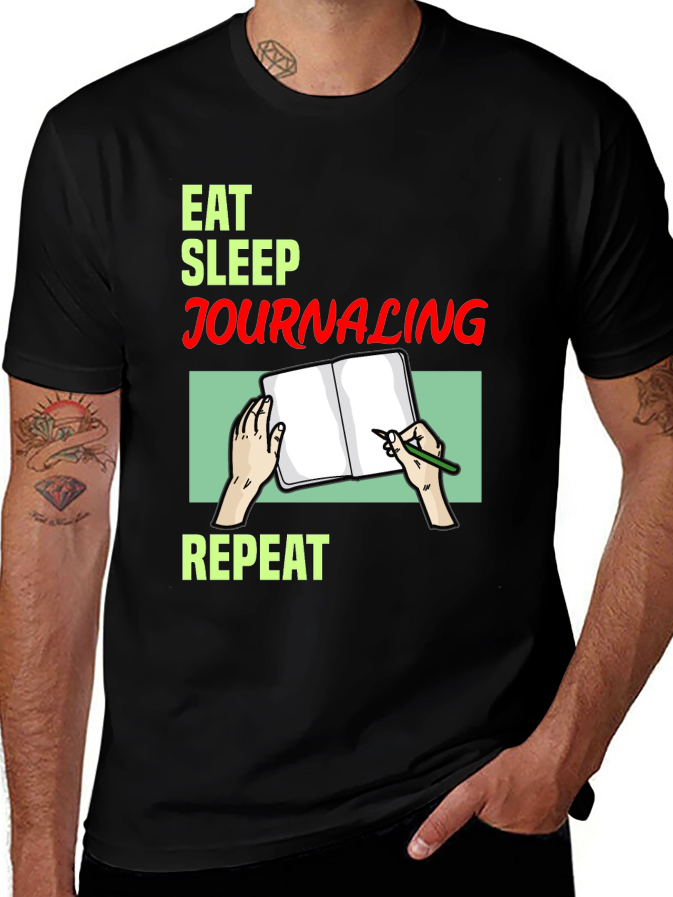 Variant 5 of Eat Sleep Journaling Repeat T-Shirt - Black