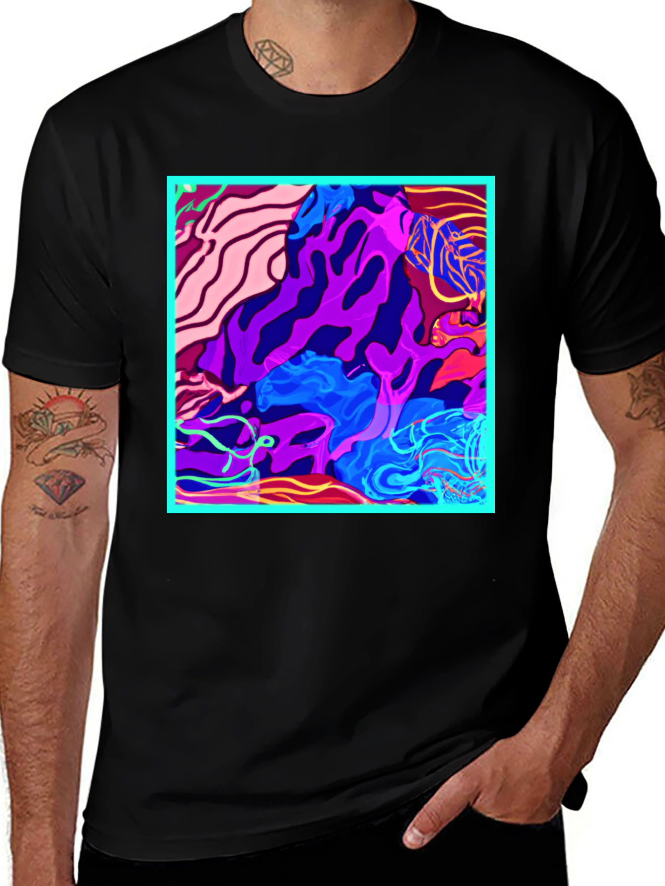 Variant 5 of Vibrant Abstract Art Black T-Shirt
